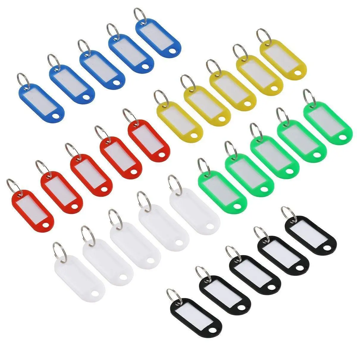 30x Assorted Colors Plastic Keychain Rings ID Luggage Name Tag
