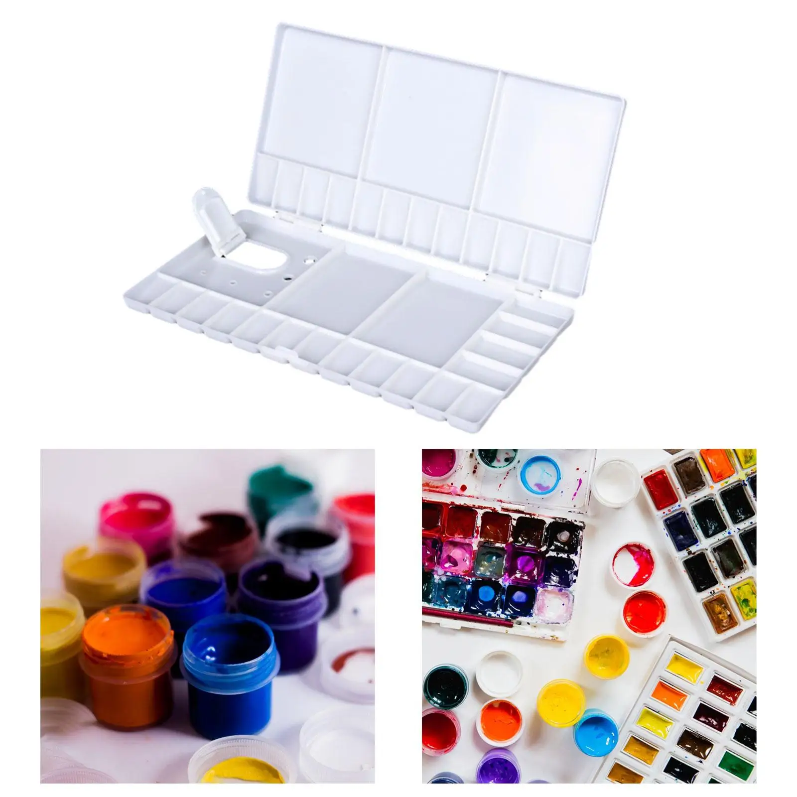 Empty Watercolor Palette Box with Cover Large Capacity Leakproof Gouache Mixing Tray Paint Box for Acrylic Oil Painting Students