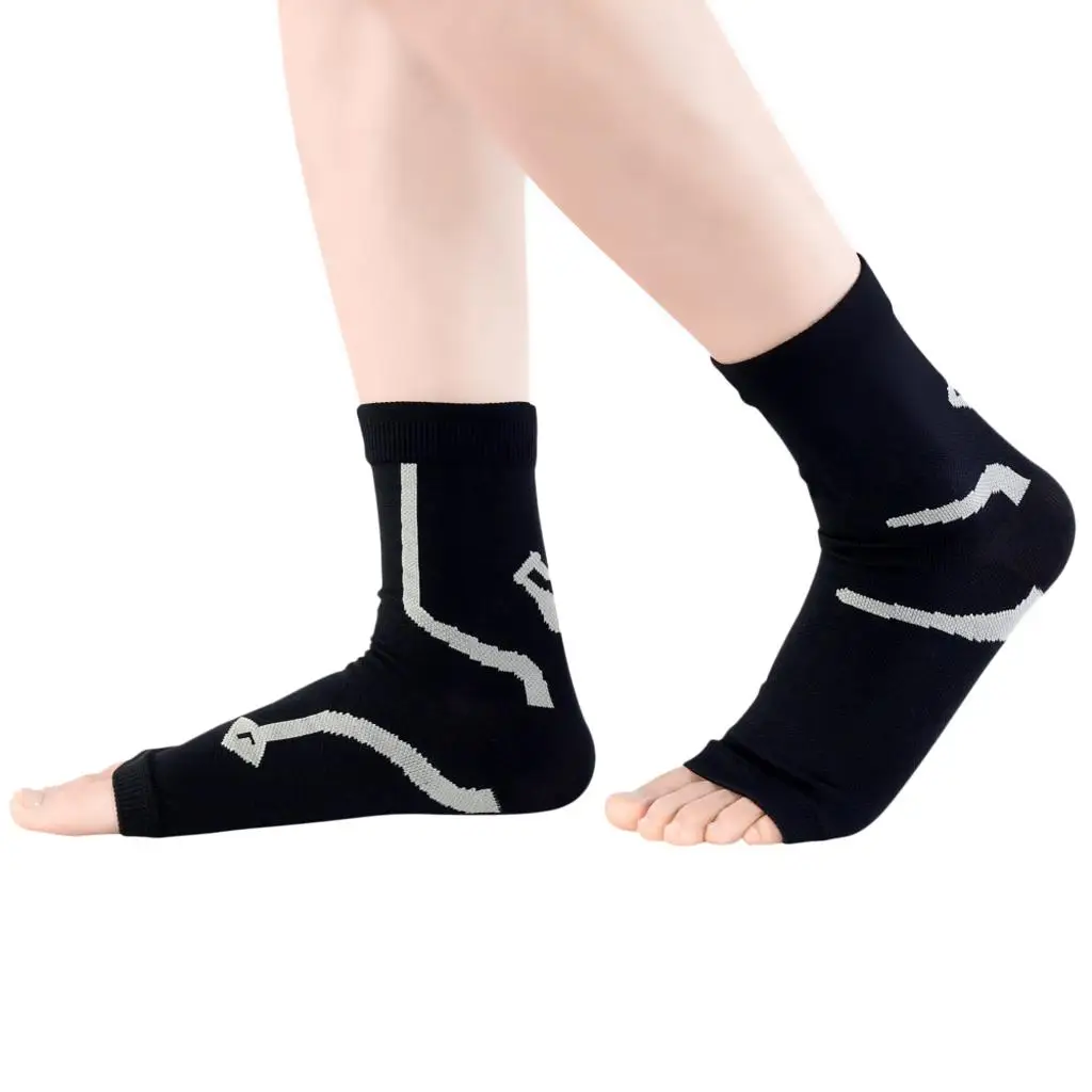 1 Pair Women Men Foot Compression Sleeve Sock Ankle Support Brace  for Running Jogging Basketball Sports