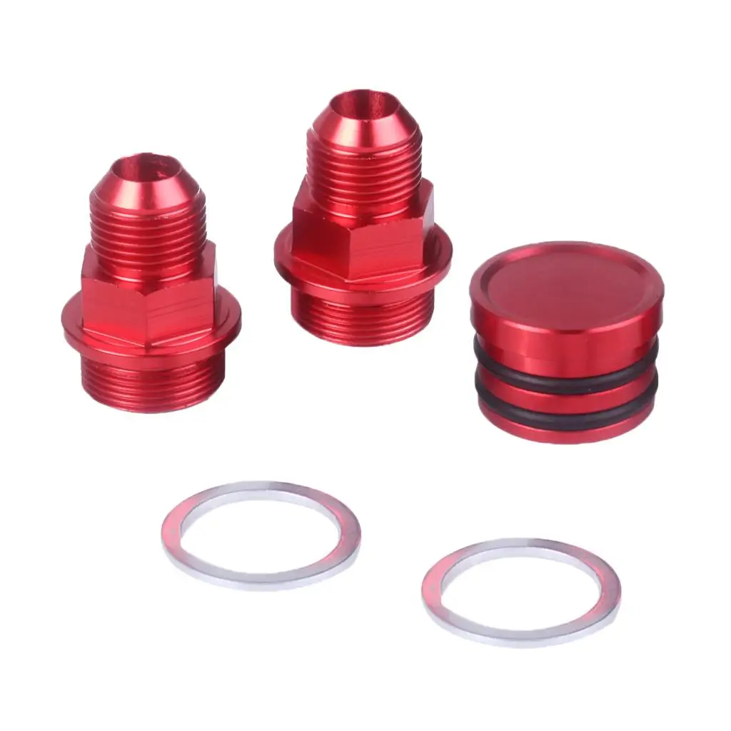 Block Breather Fittings & Plug For Honda B16 B18C Catch Can M28 10AN Red