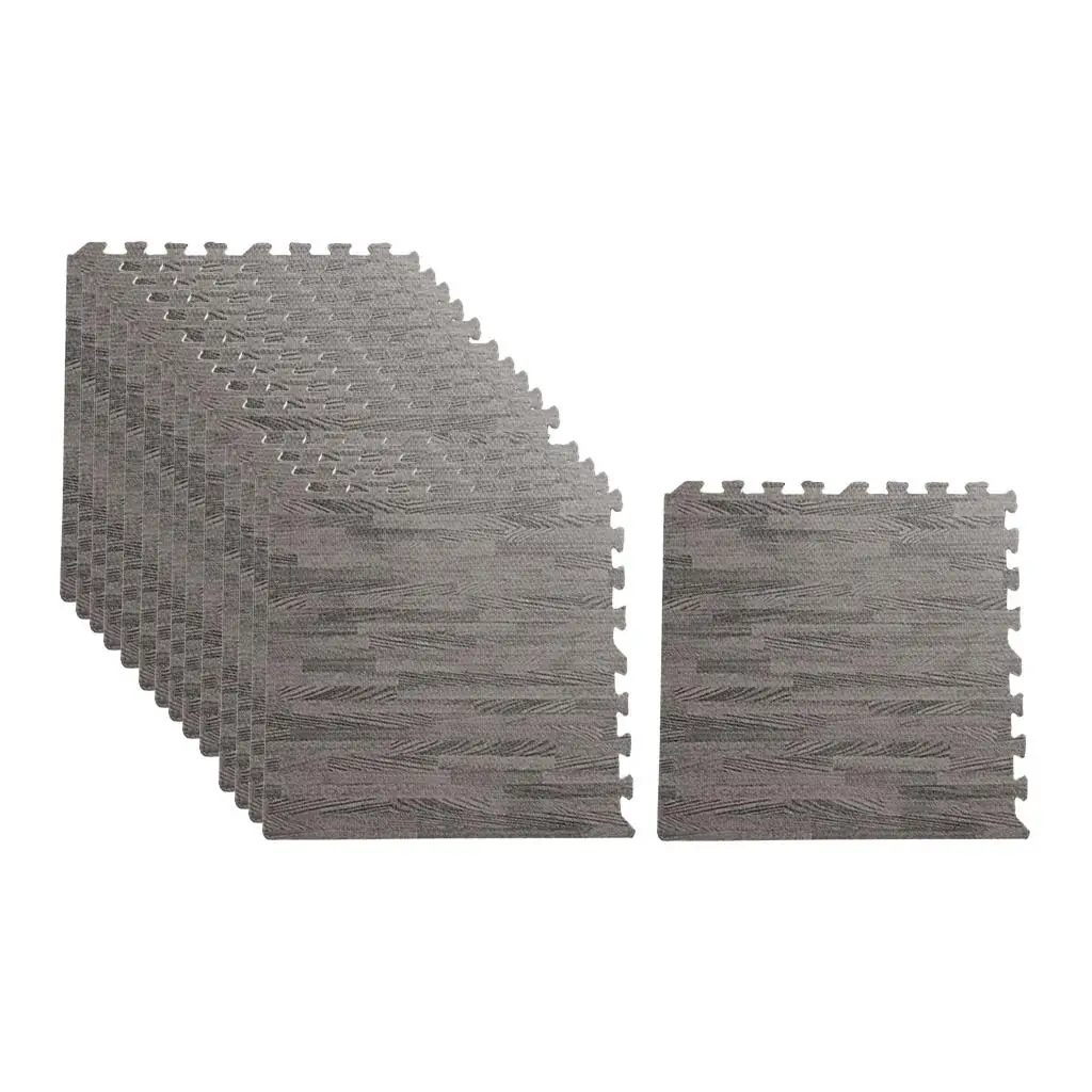 16 Pieces Interlocking Floor Mat EVA Foam Tiles Wood Grain Gym Exercise
