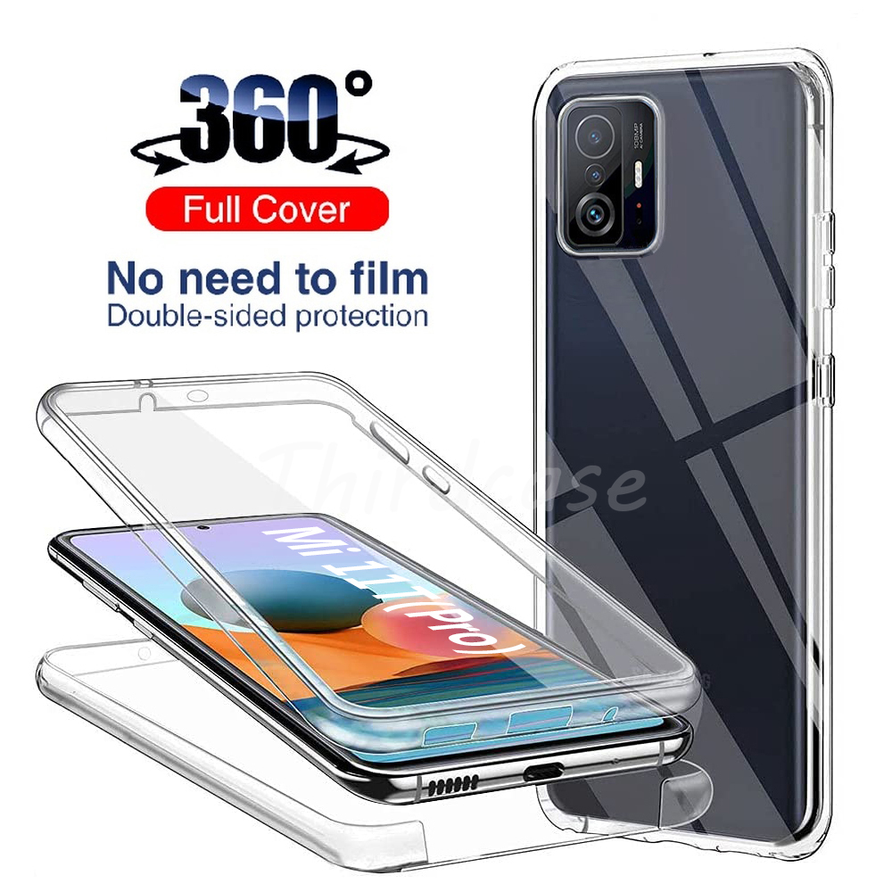 iphone 11 Pro Max  silicone case 360 כפול מחשב + סיליקון מקרה עבור Xiaomi Poco X3 NFC M3 10T 11T M4 X4 פרו 9T 11 לייט 5G מלא גוף ברור כיסוי Redmi הערה 11S 10S iphone 11 Pro Max  cover