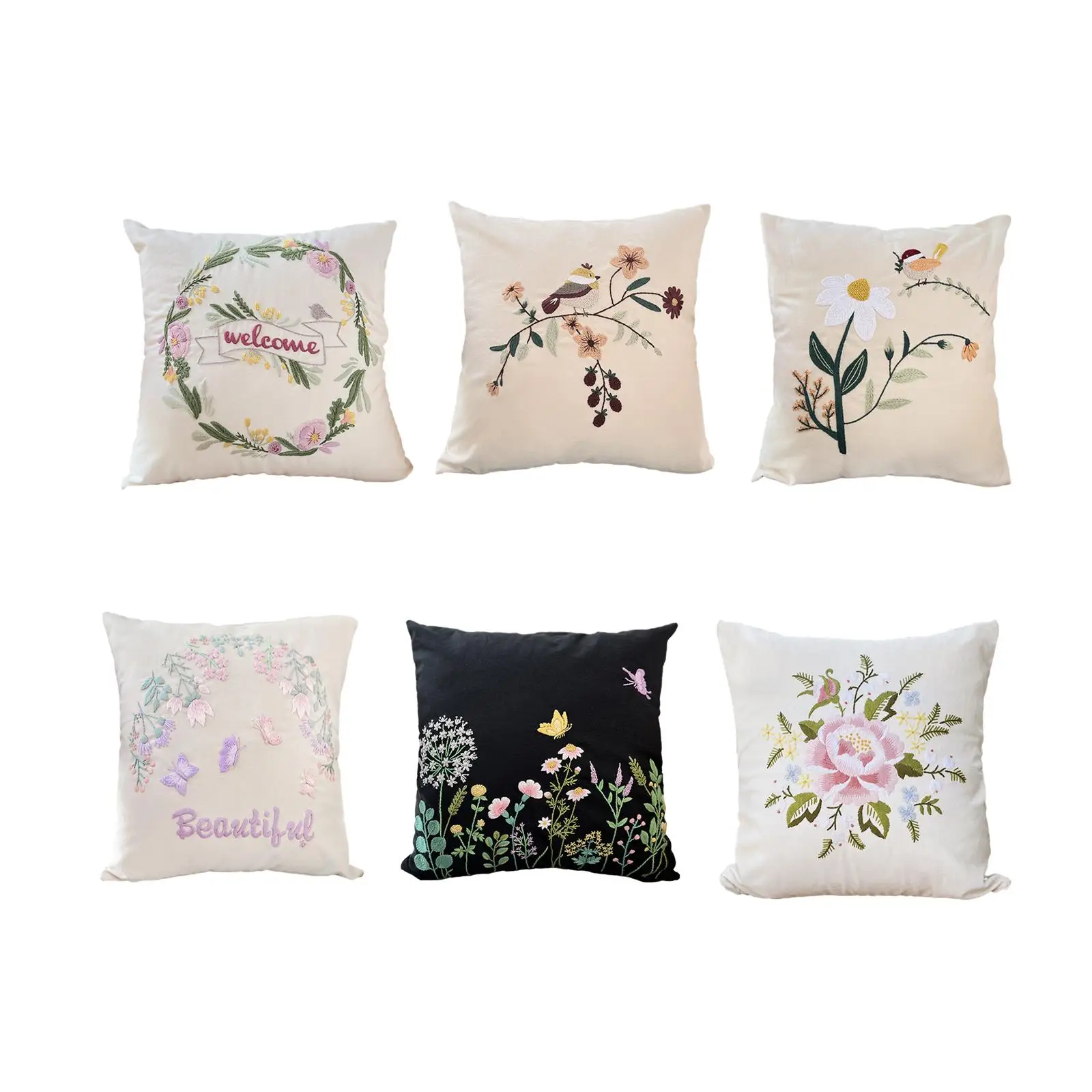 Embroidery Pillow Covers Kits Gift DIY Sewing Craft Decorative Pillow Cover Cushion Cases Semi-finished for Adults Beginners