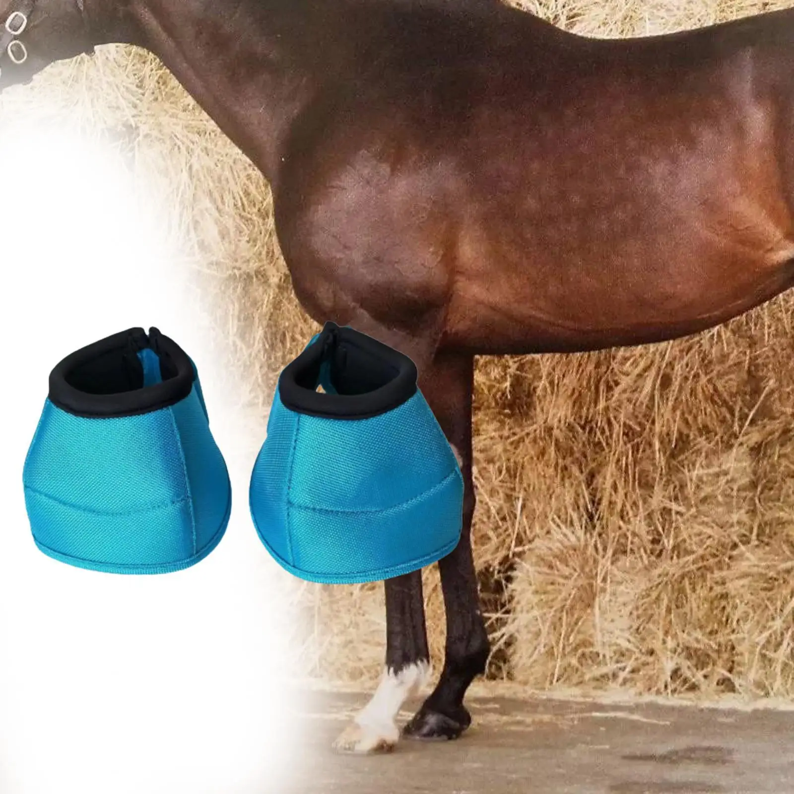 Horse Hoof Boot No Turn Protective Wrap Equine Hoof Boot Horse Bell Boots Oxford Cloth Durable Outdoor Quick Drying Foot Guard