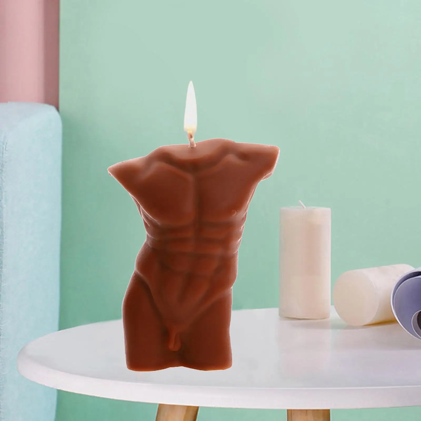 3D Nude Male Body Soy Candle Modern Man Torso Bust Wax Candles Fragrance Living room and home Wedding Photo Prop Decoration
