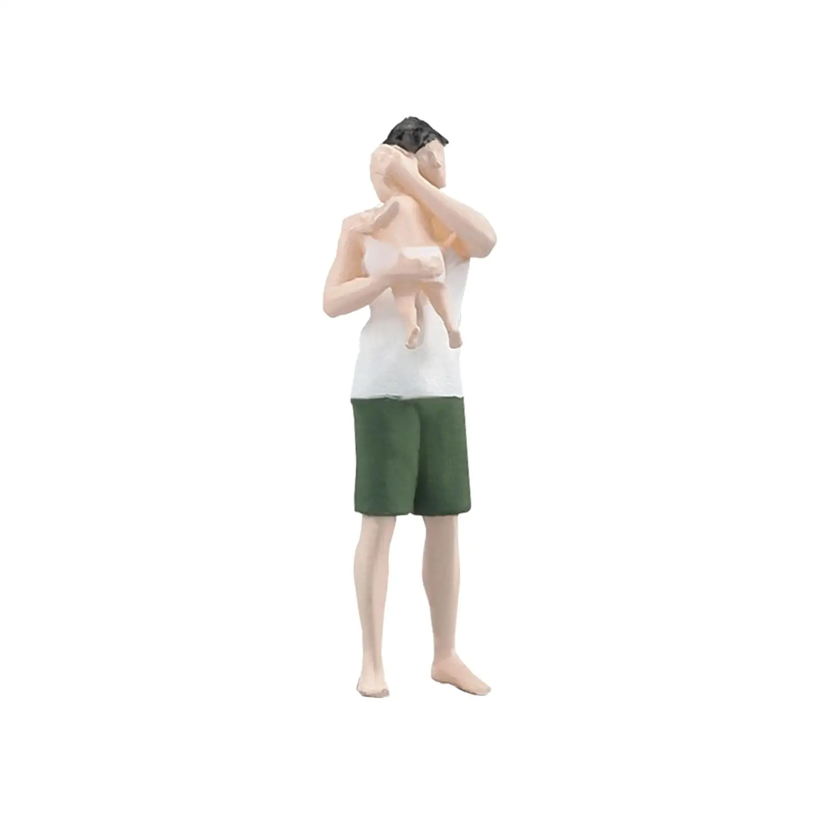 Miniature Figure Father Holding Baby for Park Architecture Model Collections