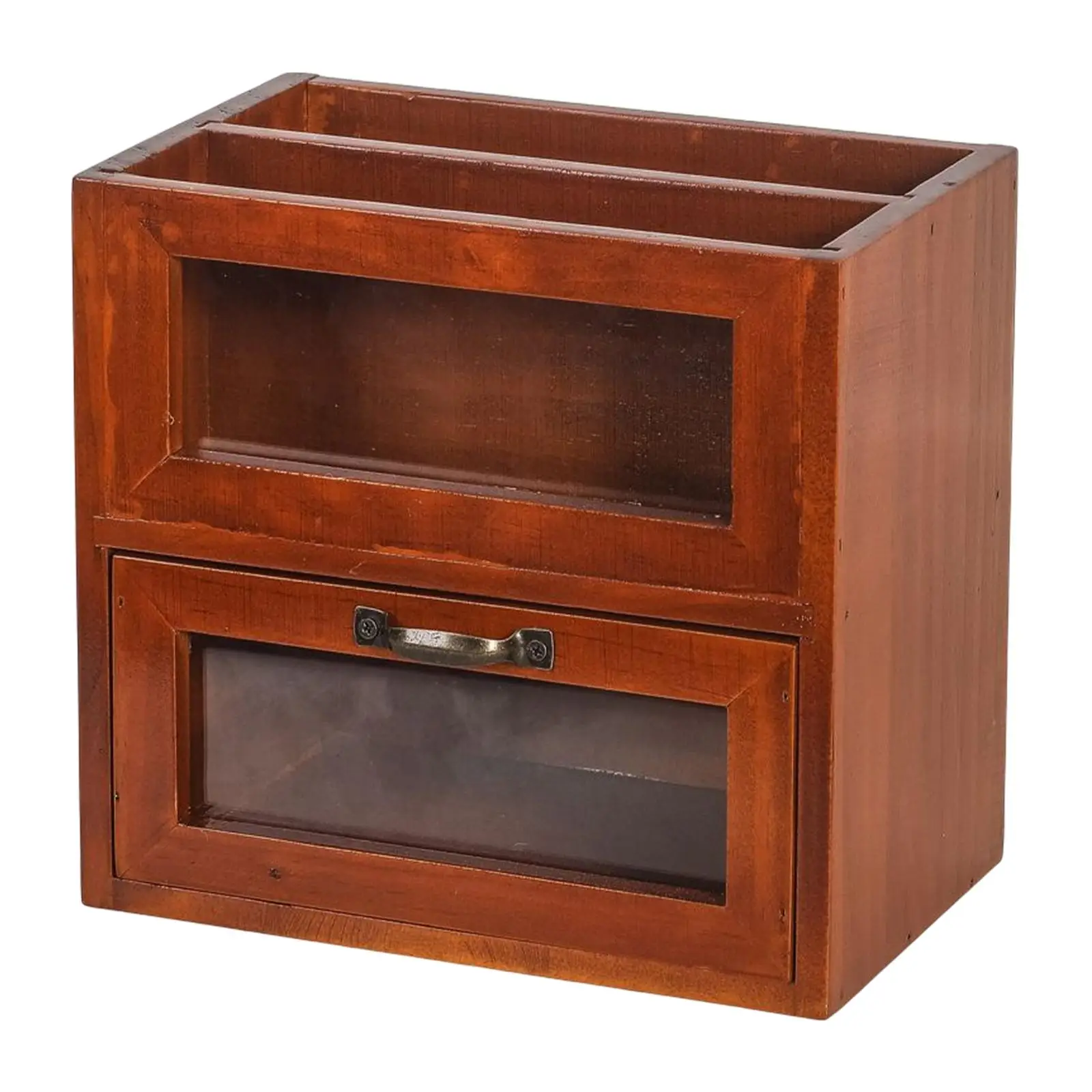 Desktop Storage Cabinet Wooden Organizer Display Case Wooden Box Storage Cabinet Storage Stand Dorm Vanity Bathroom Kitchen