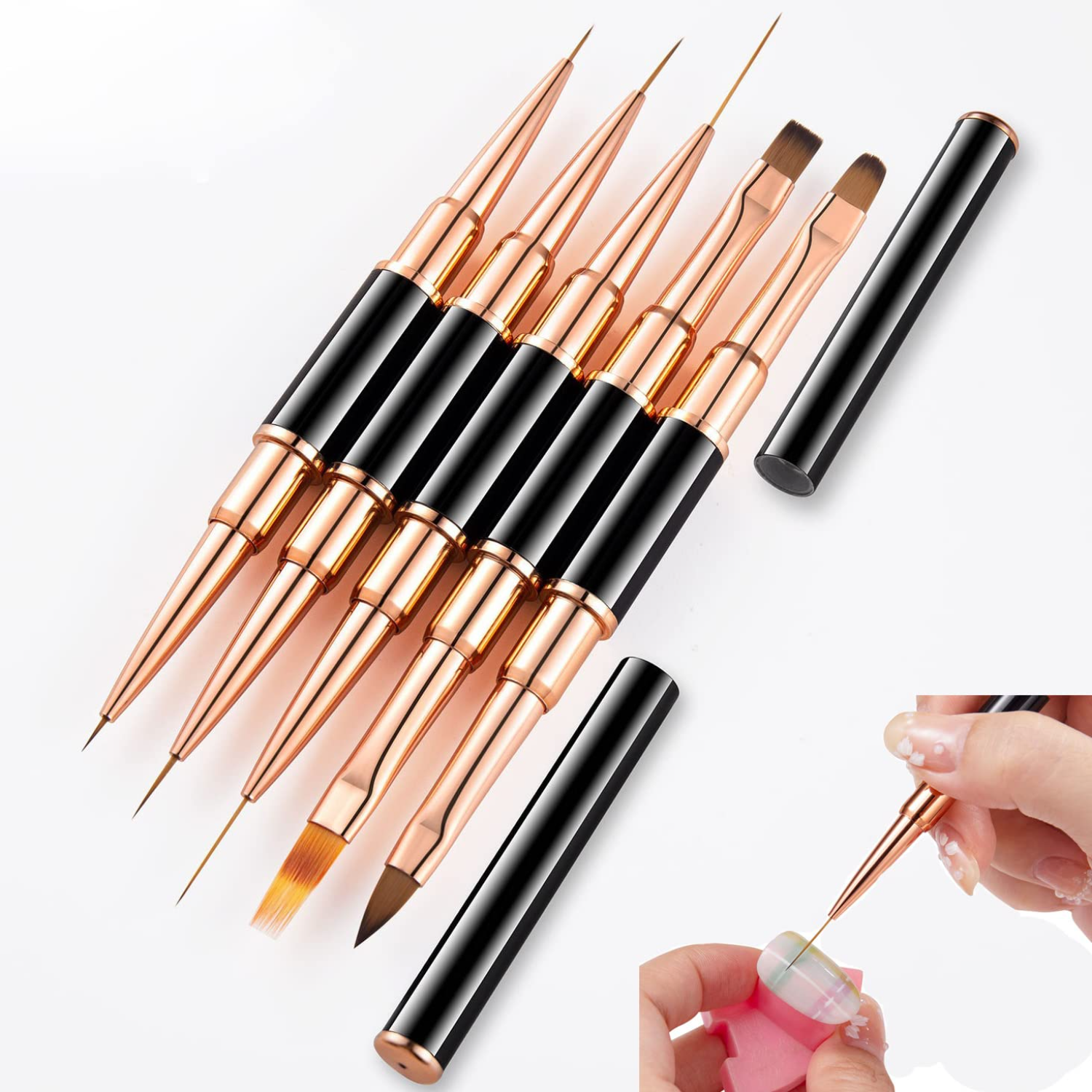 Best of Double-Ended Acrylic Nail Art Brushes Liner Detail Thin Brushes Nail Drawing Pen 3D Nail Art Decorations At Home DIY Manicure Reviews & Tips