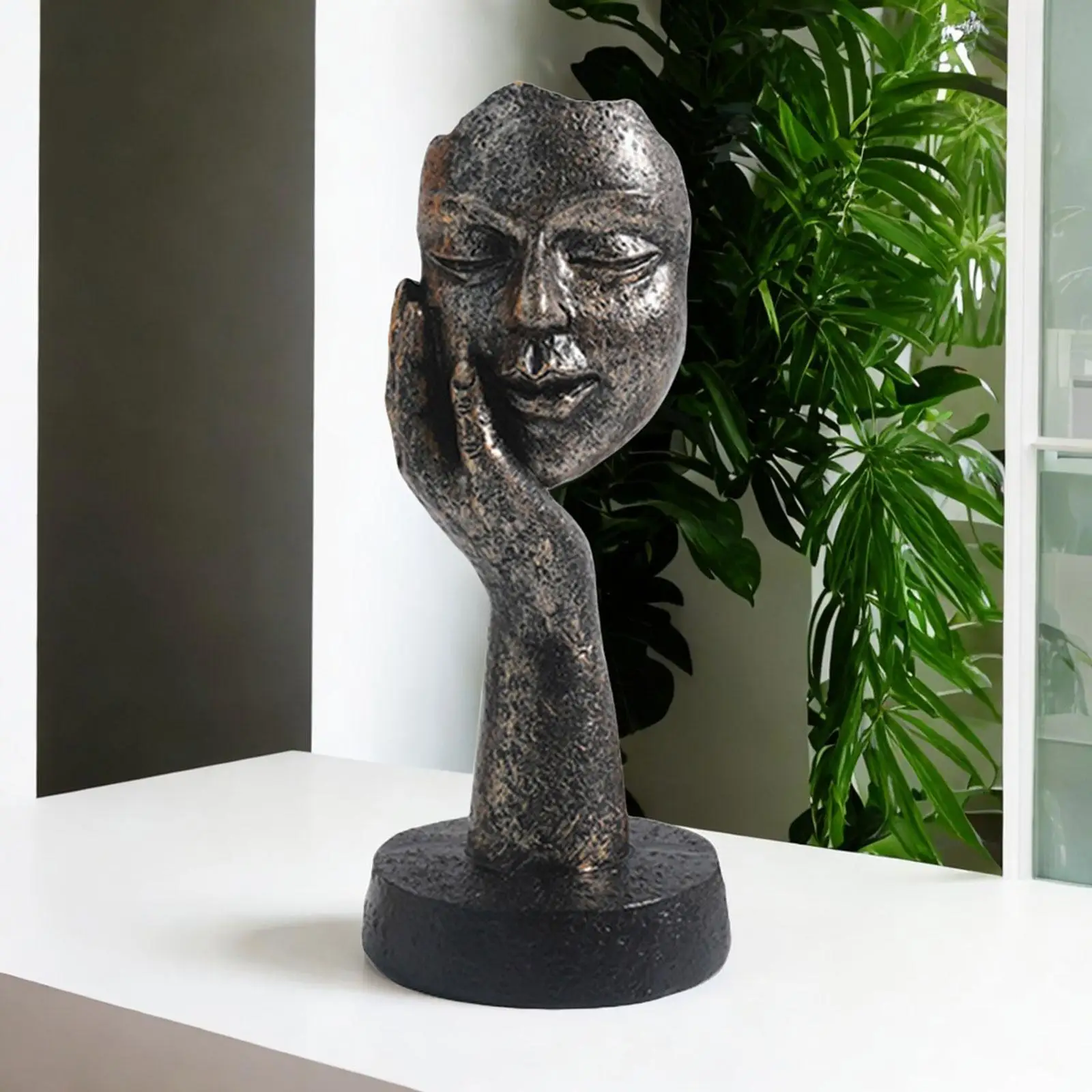 Face Sculpture Artworks Resin Modern Collectible Statue Abstract Figure Handicraft for Mantelpiece Bookcase Table Home Decor