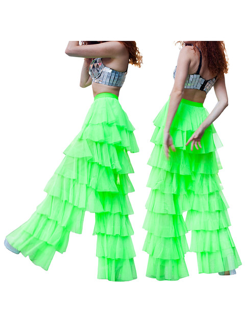 Women Wide Leg Pants, High Waist Layered Tulle Pants Loose