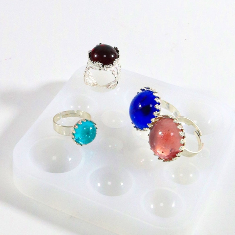 Round Gem Patch Rings Bracelet Silicone Mold Keyring Pendant Handmade Mold DIY Rings Pendant Jewelry for Valentines Gift Craft