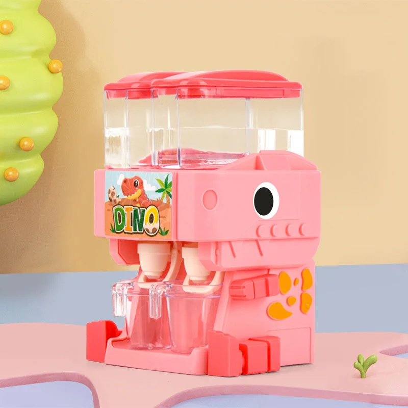 S9745d1c158b74ccabe60d3313a7e23bbO Children Dinosaur Dual Water Dispenser Toy with Cute Pink Blue Cold/Warm Water Juice Drinking Fountain Simulation Kitchen Toys