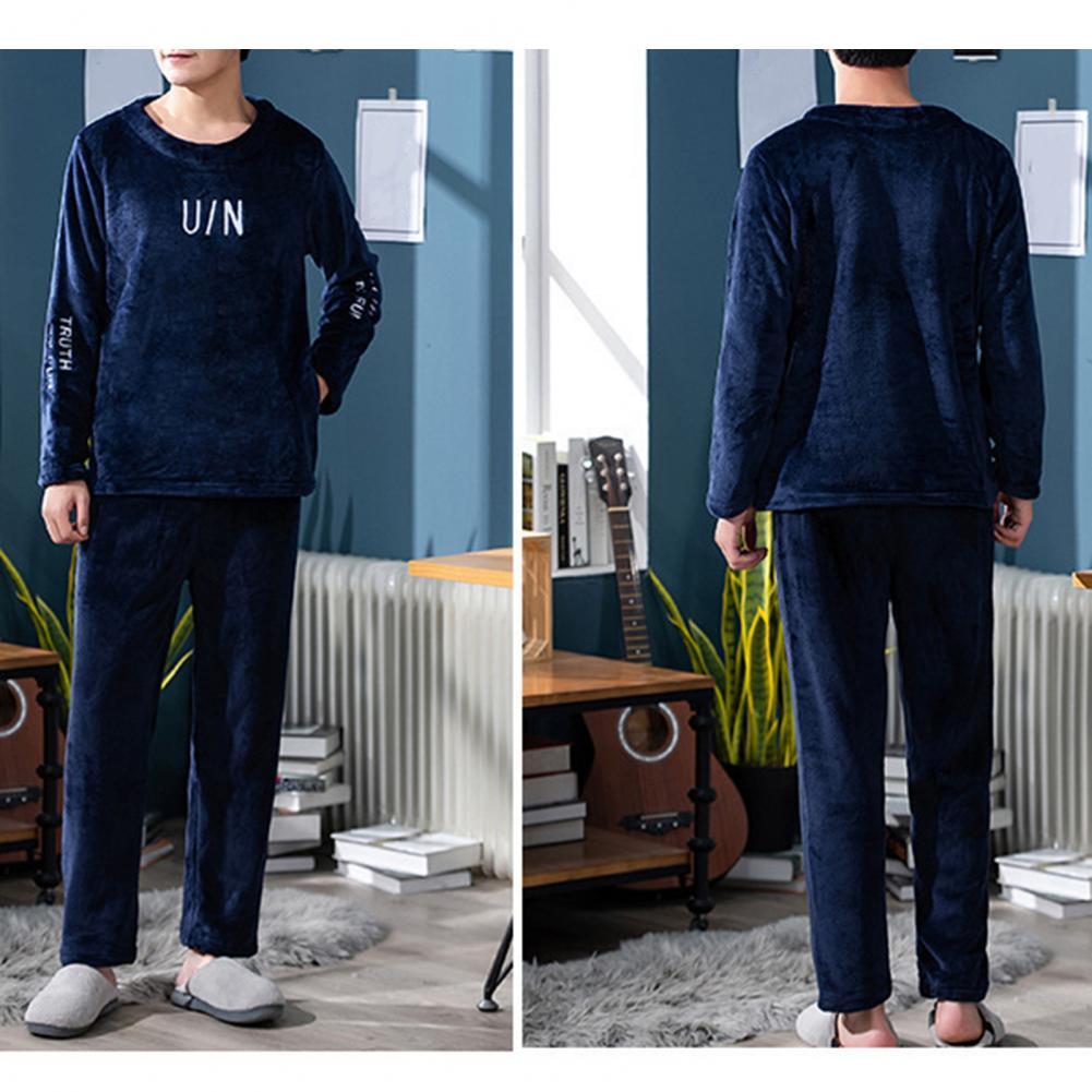 Title 5, 2 Pcs/Set Men Winter Pajamas Set Long Sleeve Th...