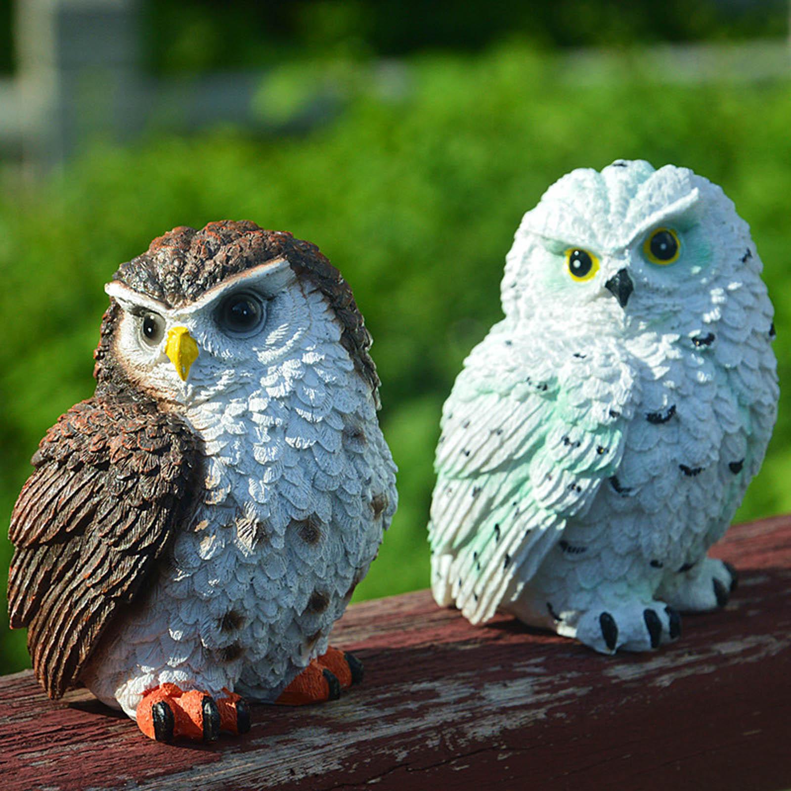 Resin Garden Owl Statue,Miniature Sculpture Housewarming Gift,Lawn Figurine Crafts Patio Outdoor Ornaments