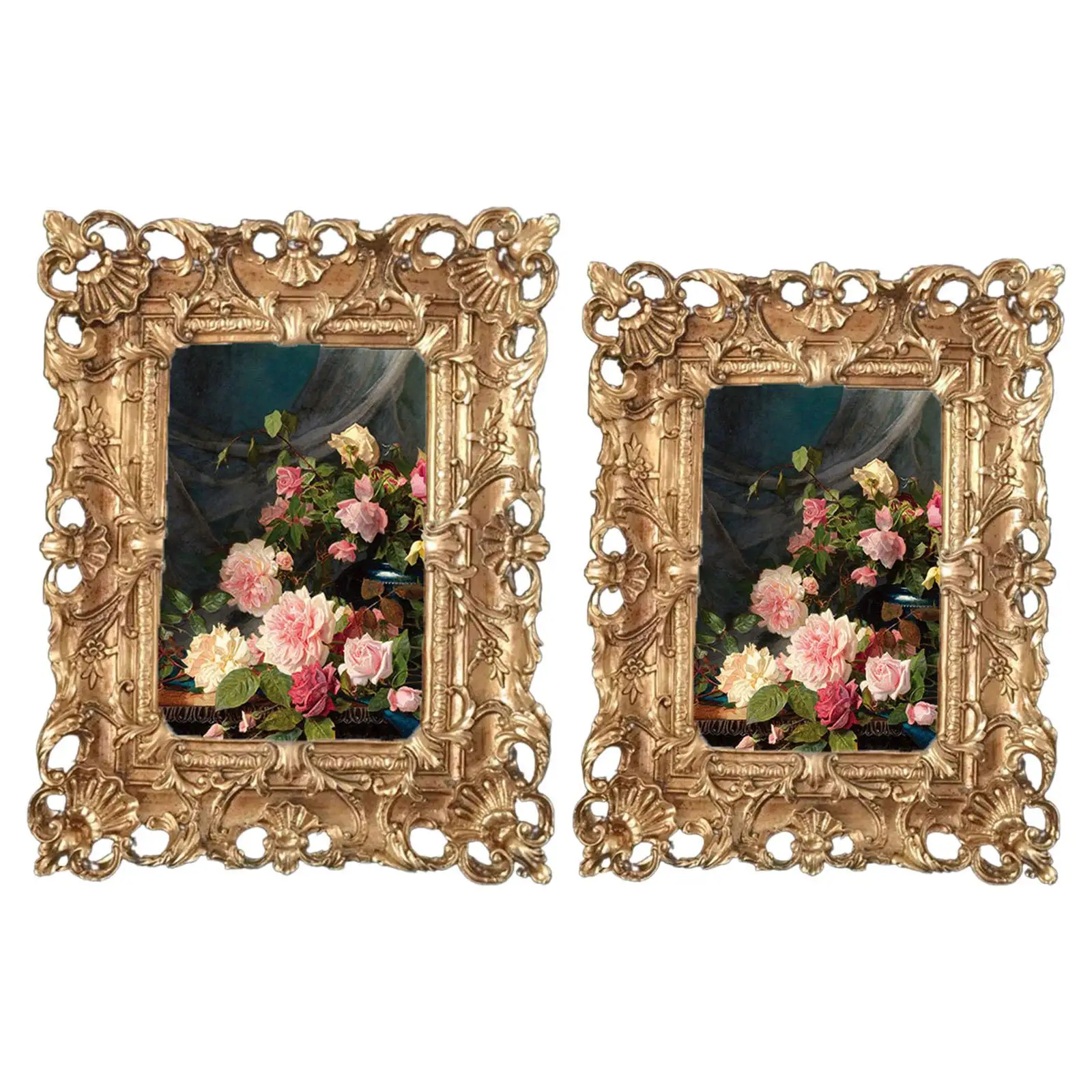 Antique Gold Picture Frame Wall Desktop Free Standing Baroque Picture Holder