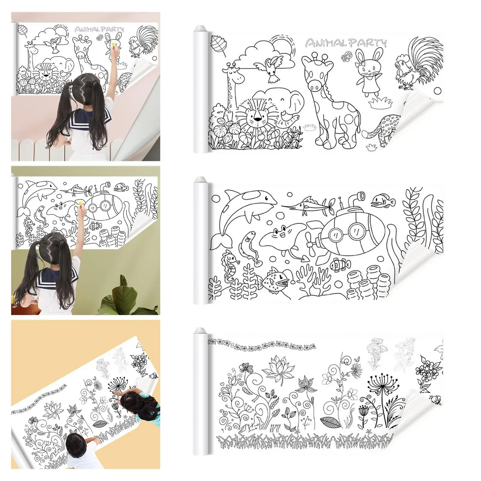 Children Drawing Roll Wall Sticker Painting Filling