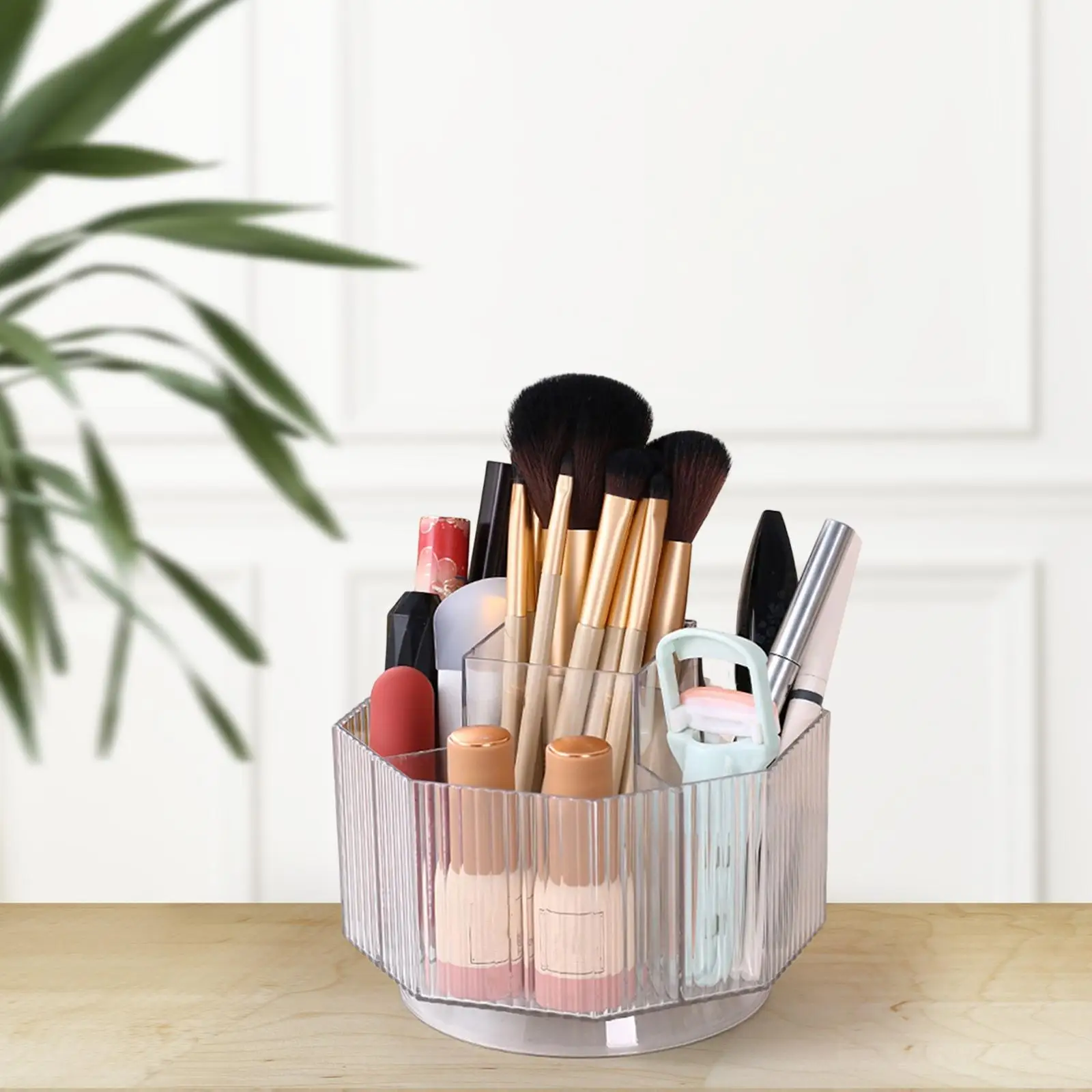 Countertop Rotation Cosmetic Brush Storage Box Organizer for Nail Polish, Jewelry Findings with 5 Grids Multifunctional