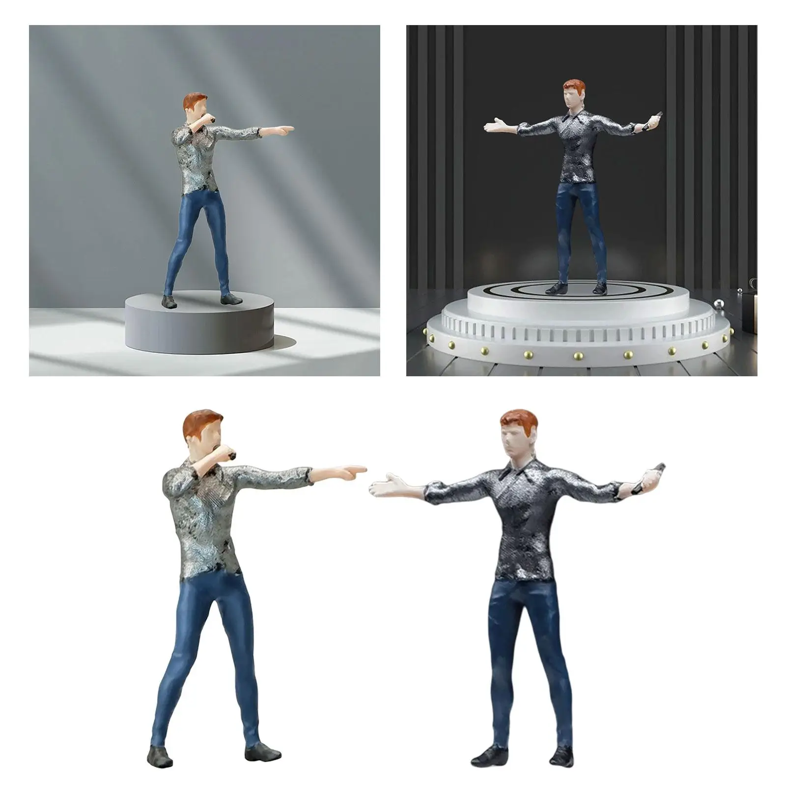 1/64 Male Singer Figures Street Singer Figures People Figurines for Photography Props Micro Landscapes Dollhouse Decoration