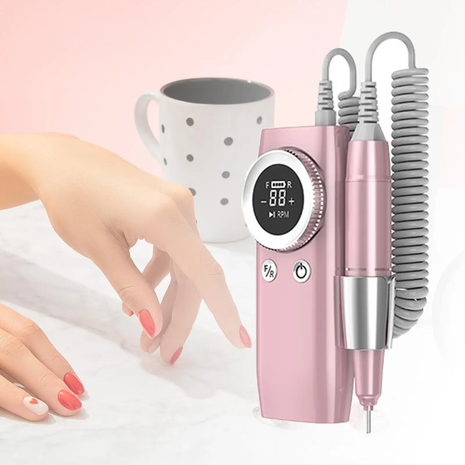 Nail File Machine 45000 RPM 36W for Nails Polishing Rechargeable Salon Home