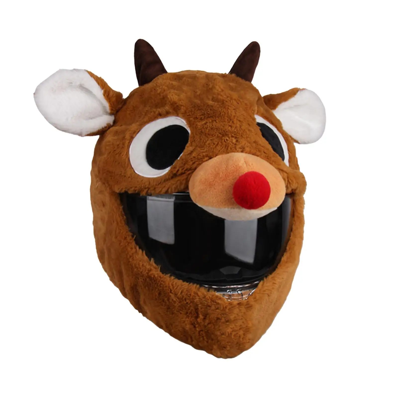 Helmet Cover Reindeer Shaped Plush Eye Catching Style Adorable Cutie Increase Riding Fun Universal Motorbike Funny Helmet Cover