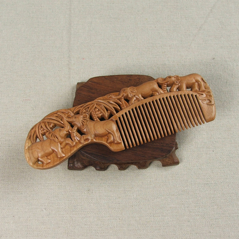 Best of Natural Peach Wooden Comb Handmade Decorative Carved Pattern Hollow Out Handmade Wooden Portable Girl Gift Massage Hair Combs Reviews & Tips