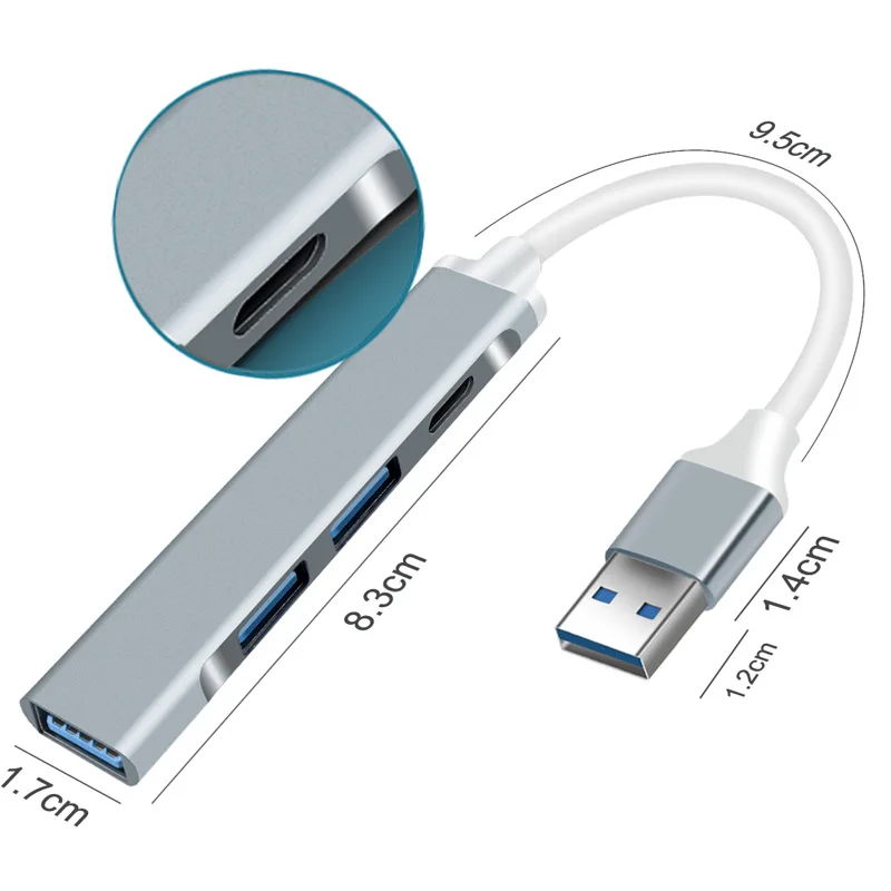 Un cable USB blanco con un conector azul