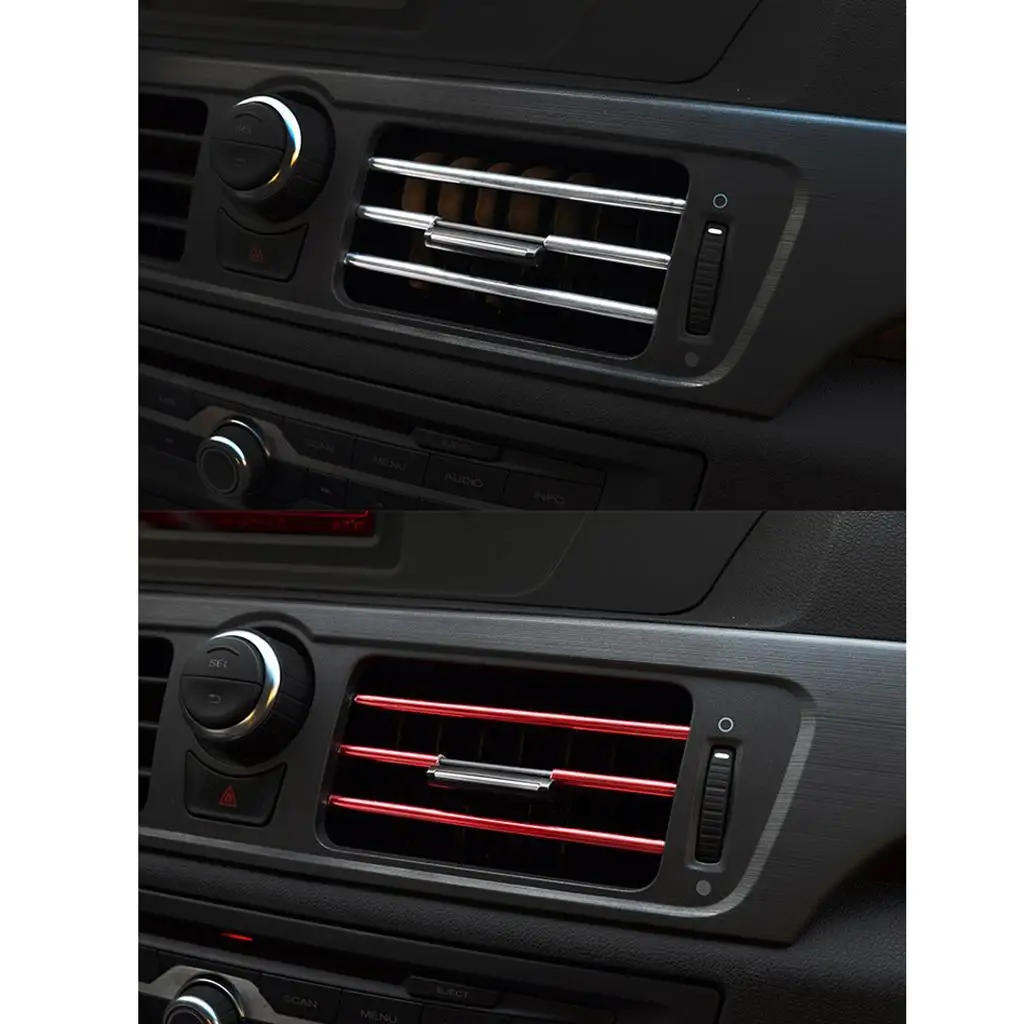 10pcs/set Car Chrome Air Conditioner Outlet Vent Trim Grille Strip