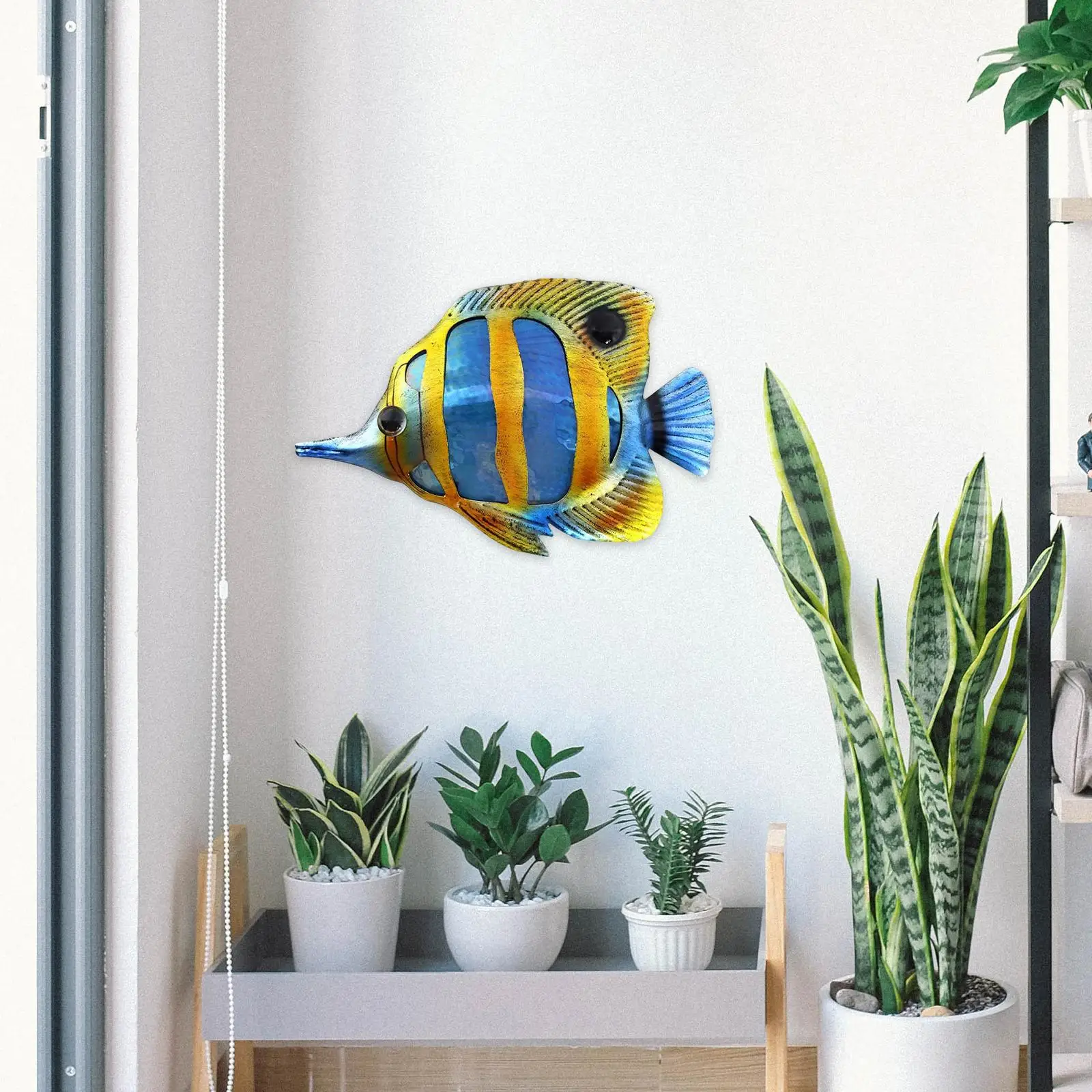 Metal Fish Wall Sculpture Decoration Hanging Creative Ornament for Bedroom Indoor Pool Bathroom Home