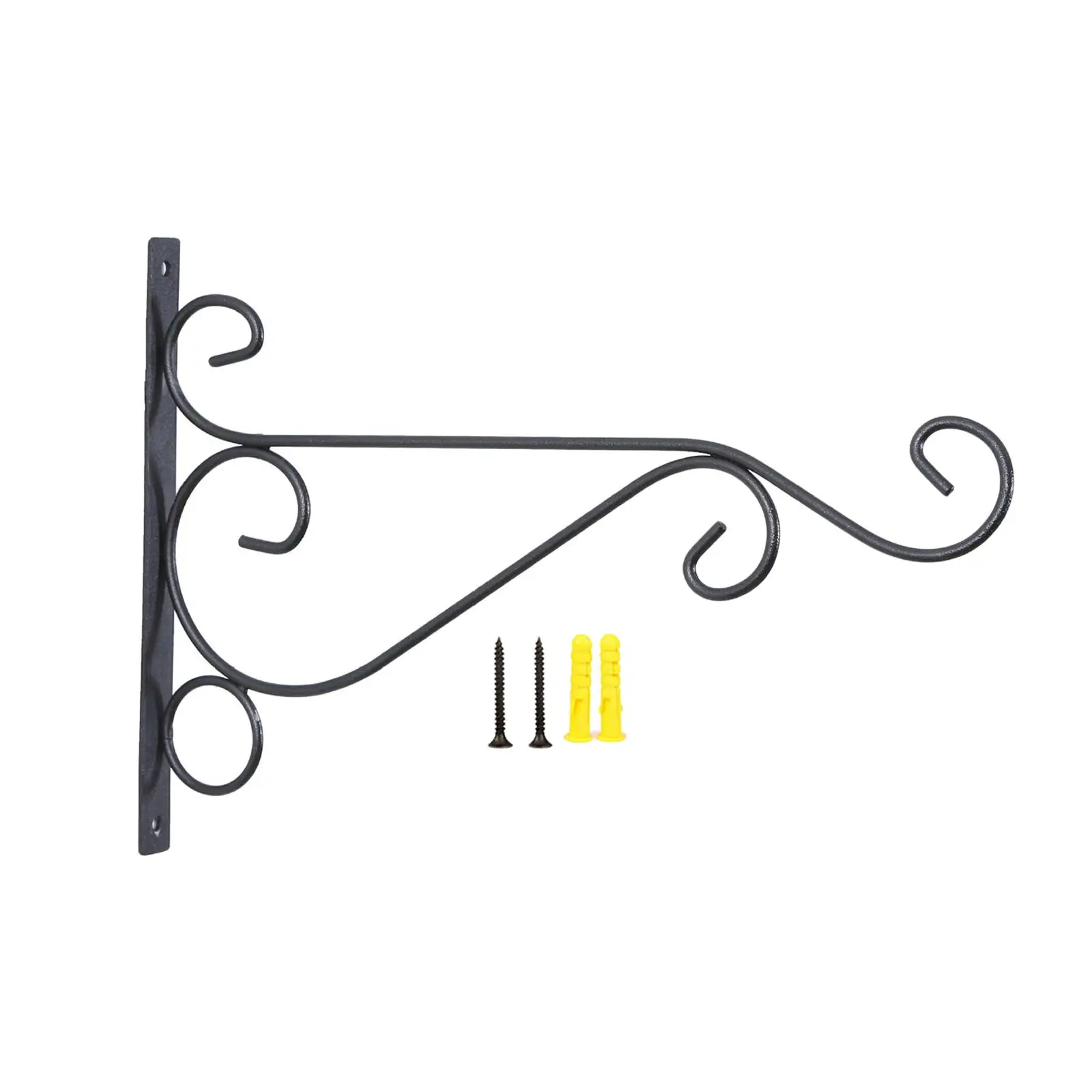 Wall Mounted Basket Bracket Iron Traditional Durable Wind Chimes Brackets Plants Hanger Hook for House Porch Balcony Wood Fences