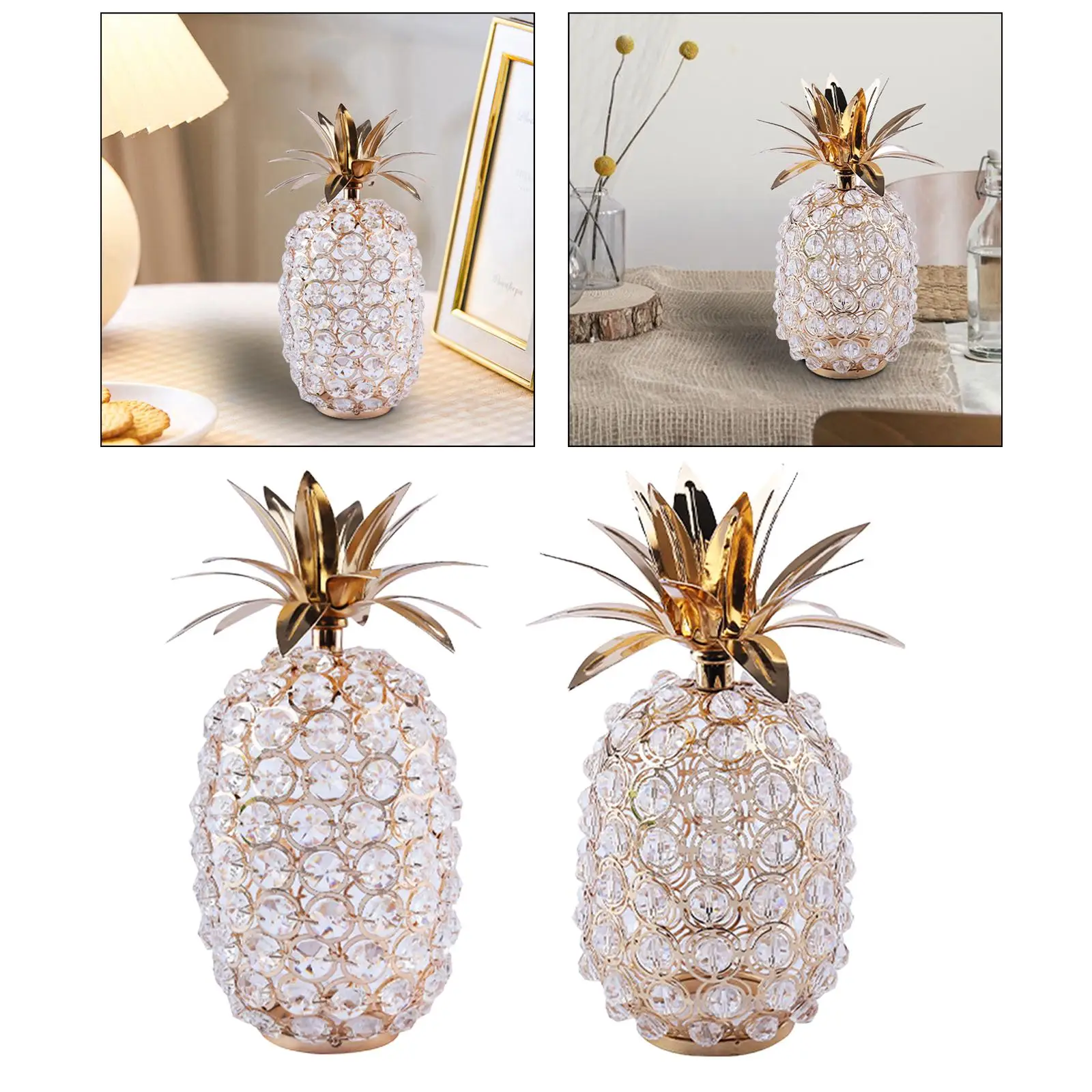 Crystal Pineapple Figurines Fruit Table Statue Sculpture for Office Entrance