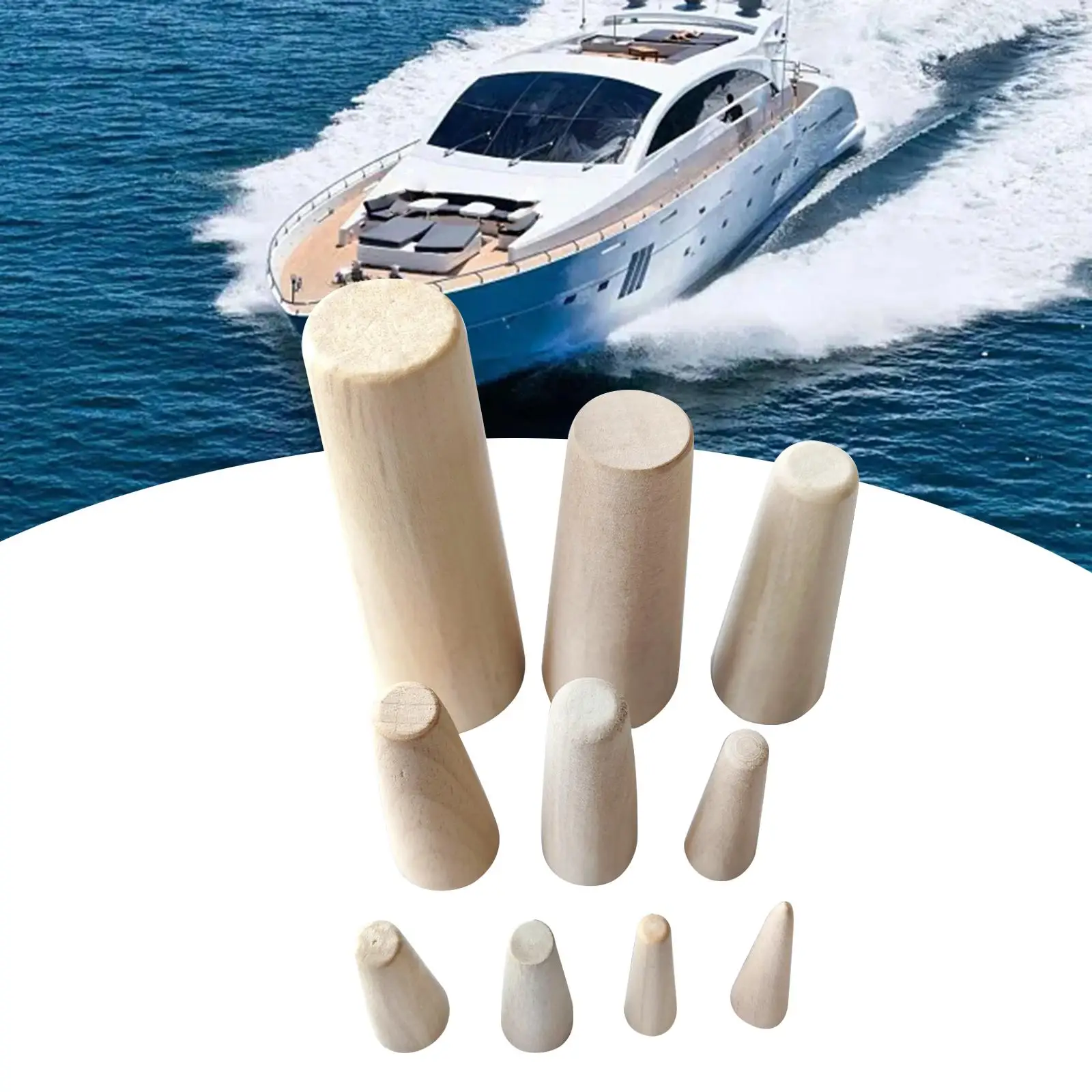 10Pcs Boat Emergency Wood Plugs Stopgap Stops Emergency Leaks Assorted Soft Conical Tapered Wooden Bungs for Marine Boat Pipes