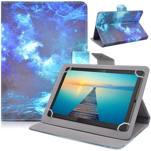 Flip Stand Wallet Universal Case for Samsung Galaxy Tab/ Apple iPad/ Lenovo  Tab/ Dragon Touch/ Huawei/ Android tablet/ HD 10/ Onn/ MatrixPad 9.6, 9.7,  10.1, 10.2, 10.3, 10.4, 10.5 Inch (White Cat) 