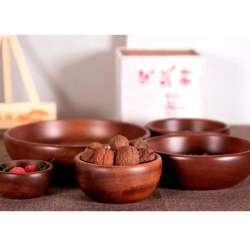 Wooden Mixing Bowl - for Cereal, Soup, Ice Cream, Dessert, Noodles - Brown