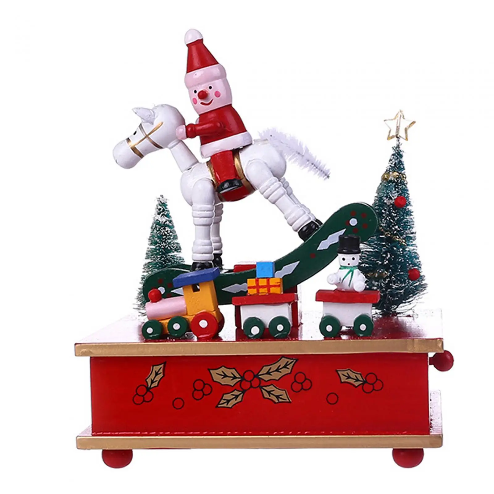 Xmas Music Box Crafts Christmas Statue Home Decoration Accessories Table Centerpiece for Party Holiday Shelf Living Room Office