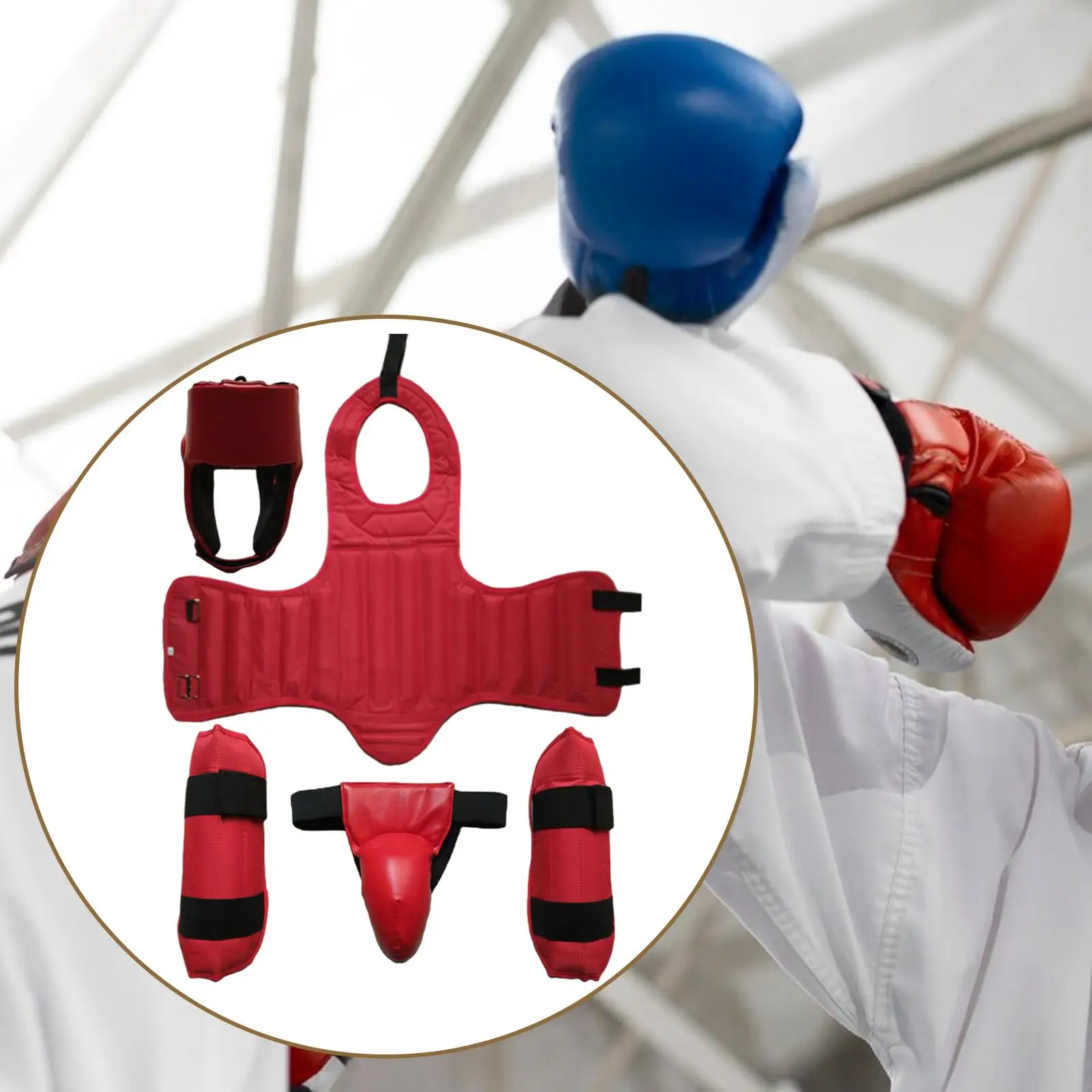 Sparring Protective Gear Sanda Gear Set Men Women Sanda Helmet Boxing Protector Gears for Kick Boxing Taekwondo Martial Arts