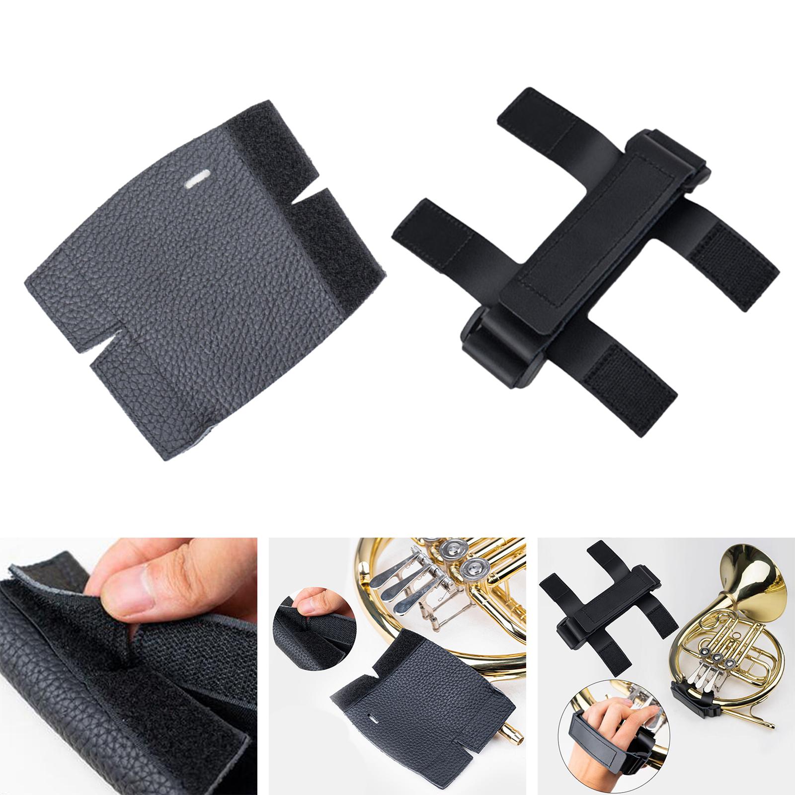 French Horn Hand Guard Adjustable Non Slip PU Leather Wrap Cover Protective Cover for Stage Tour Performance Exercise Practice