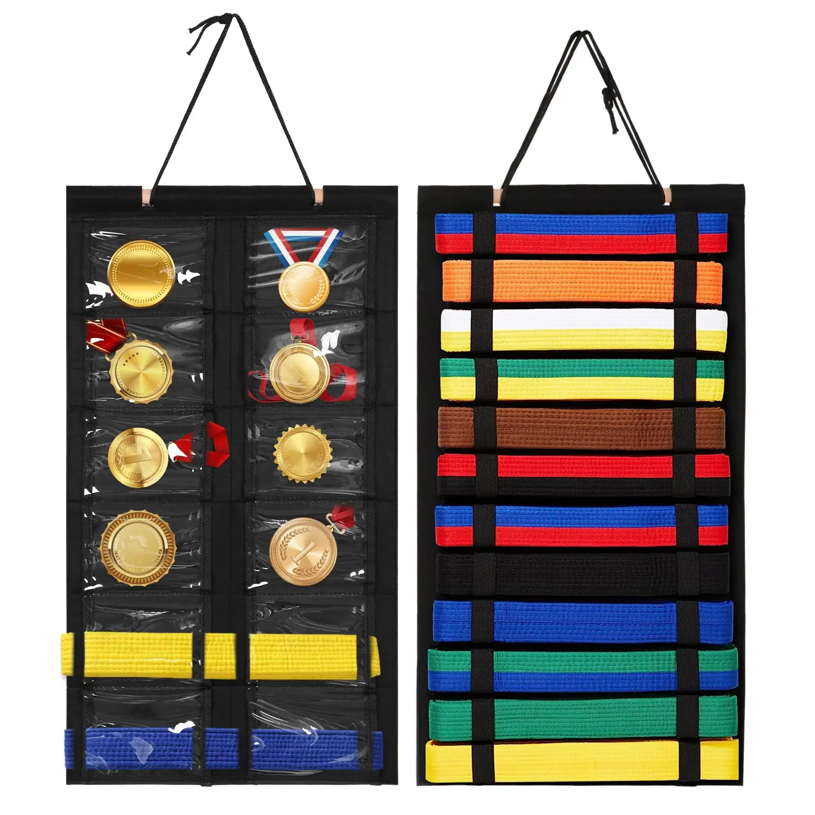 Taekwondo Belt Display Holder/ Hanging Medal Rack /Space Saving/ Martial Arts Belts Storage Organizer for Martial Arts Learners