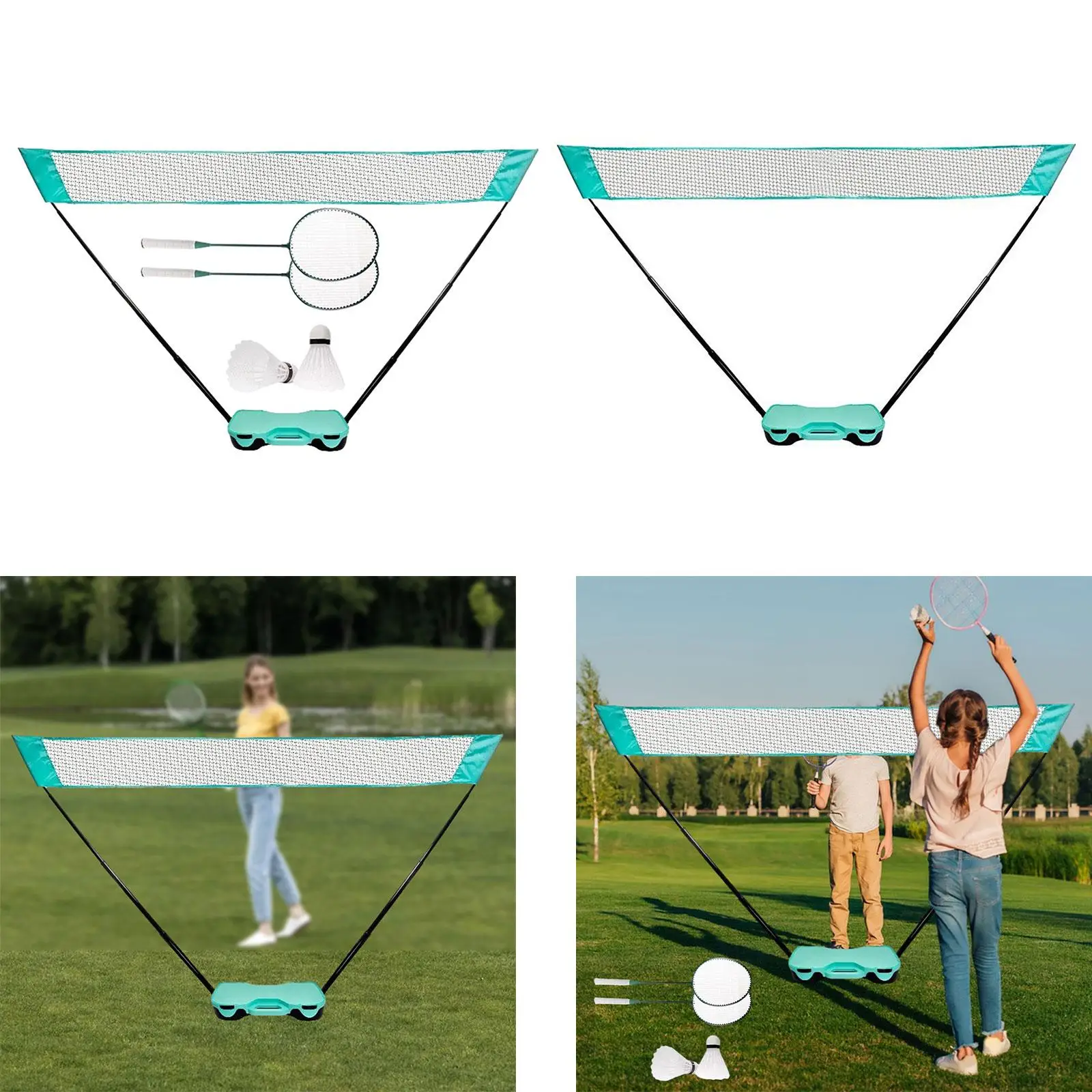 Portable Badminton Net Set Foldable Badminton Mesh Net for Beach