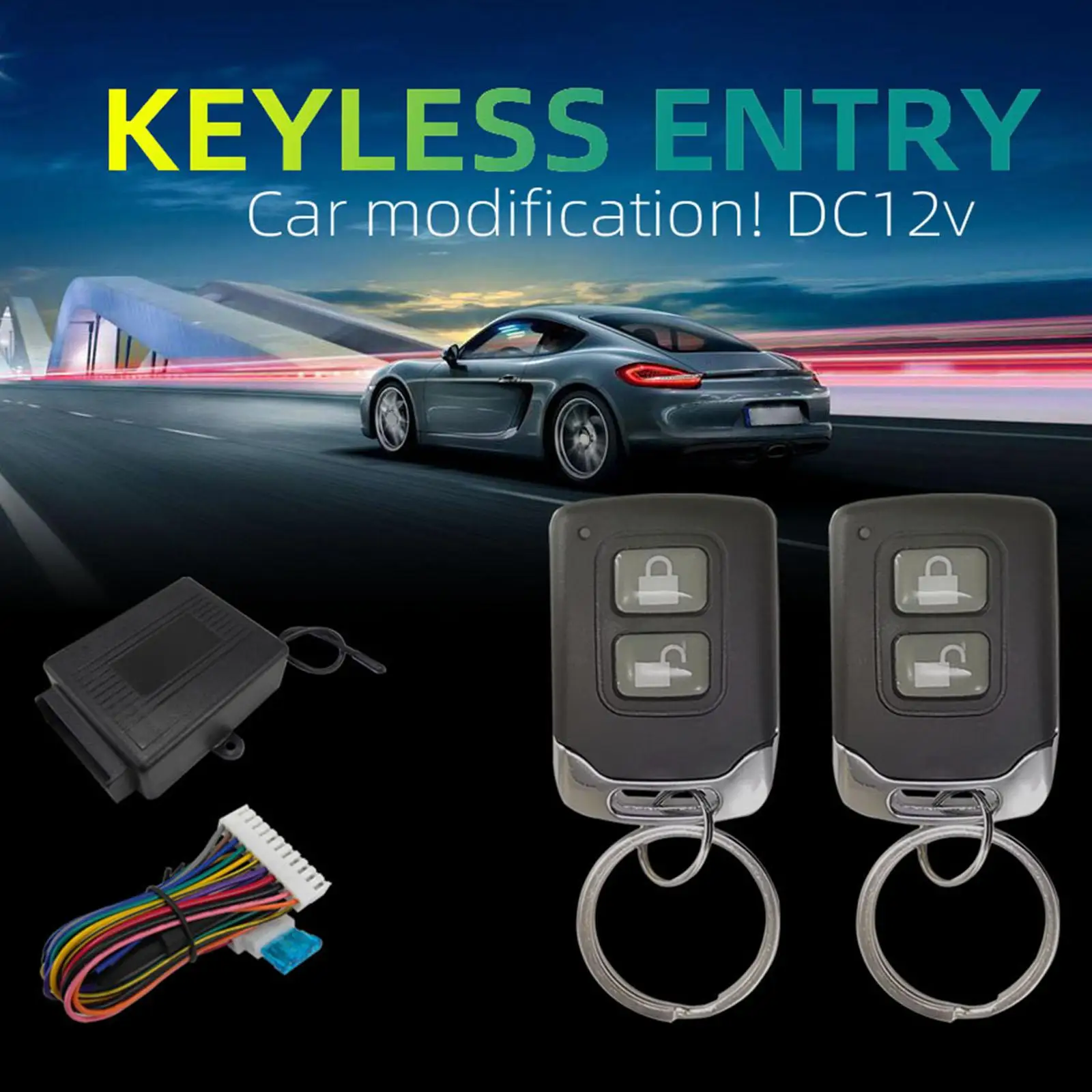 Car Keyless Entry System 2 x Remote Controllers One Button Start Door Lock Systems for Trunk Release Door Lock Unlock Kit