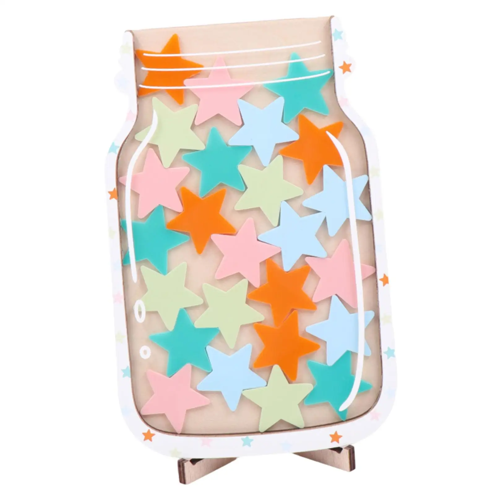 Reward Jar with Stars Kids Responsibility Wood Gifts Toddlers Good Behaviour Reward Jar Ornament for Home Students Teachers