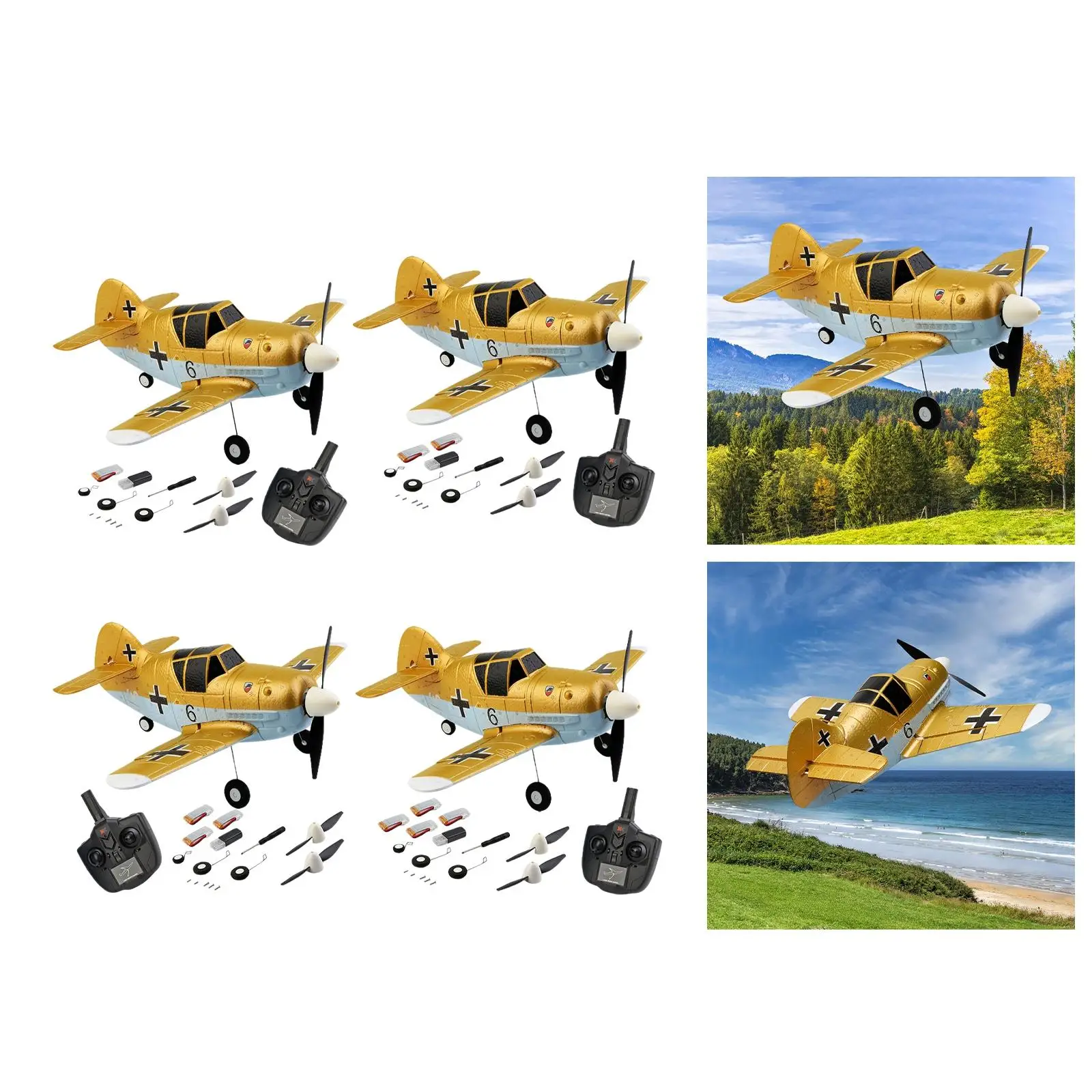 XK A250 2.4G 4 Channel EPP Foam Aircraft Remote Control Smart Balance RC Plane BF-109 Fighter Toy Ready to Fly