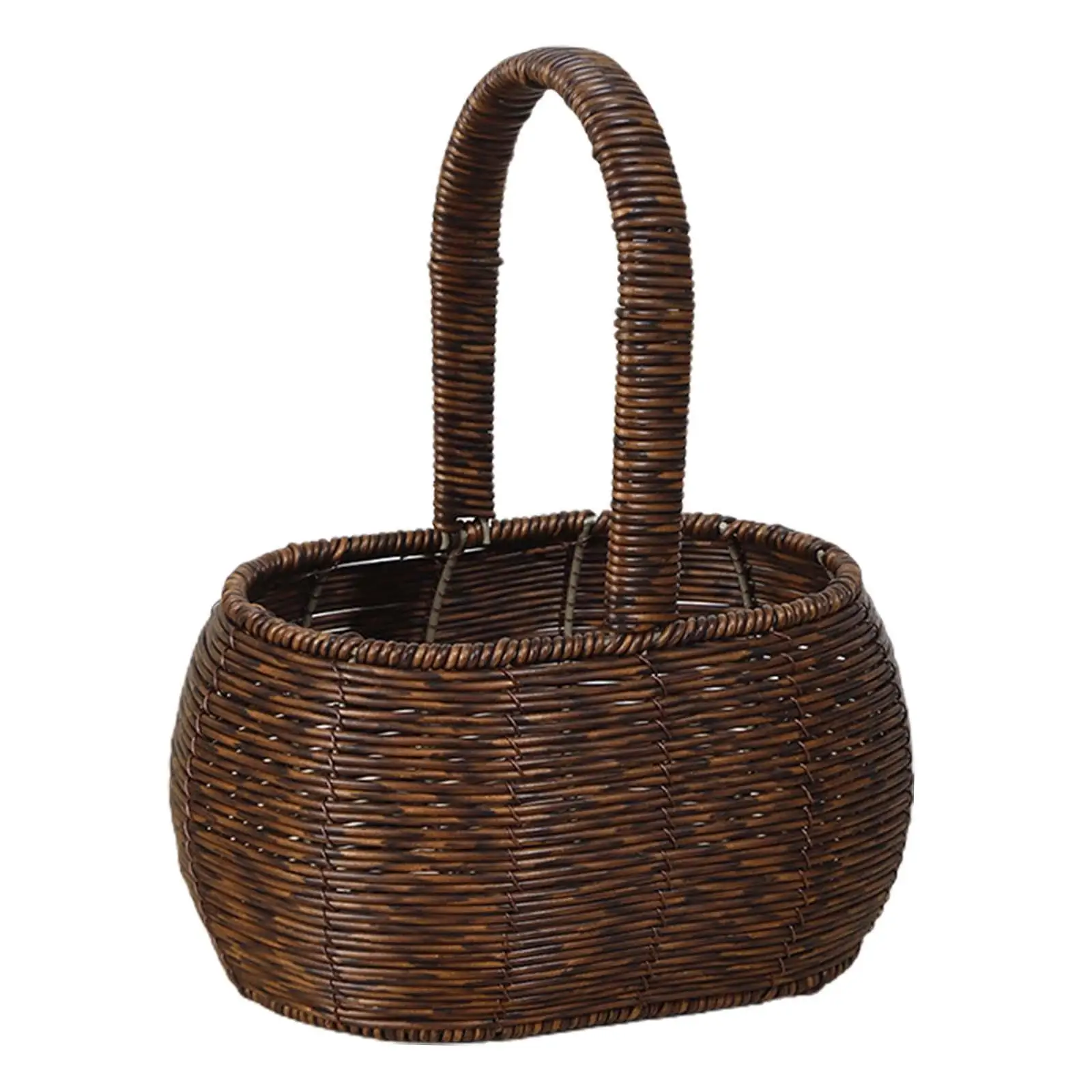 Storage Basket with Handles Fruits Holder Decor Handwoven Basket Flower Basket for Wedding Picnic Basket for Gardening Farmhouse