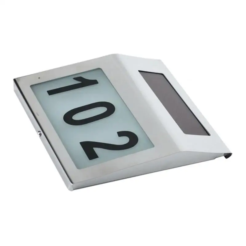 Solar Door Lamp Plaque Stainless Steel House Number Indicating Lights -White