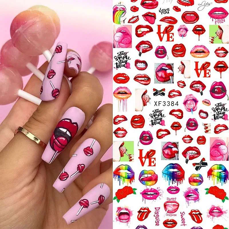 Best of 3D Nail Art Water Transfer Stickers Sexy Hot Lips Girl Slider Self-adhesive Manicure Nail Art Stickers Decoration Accessories Reviews & Tips