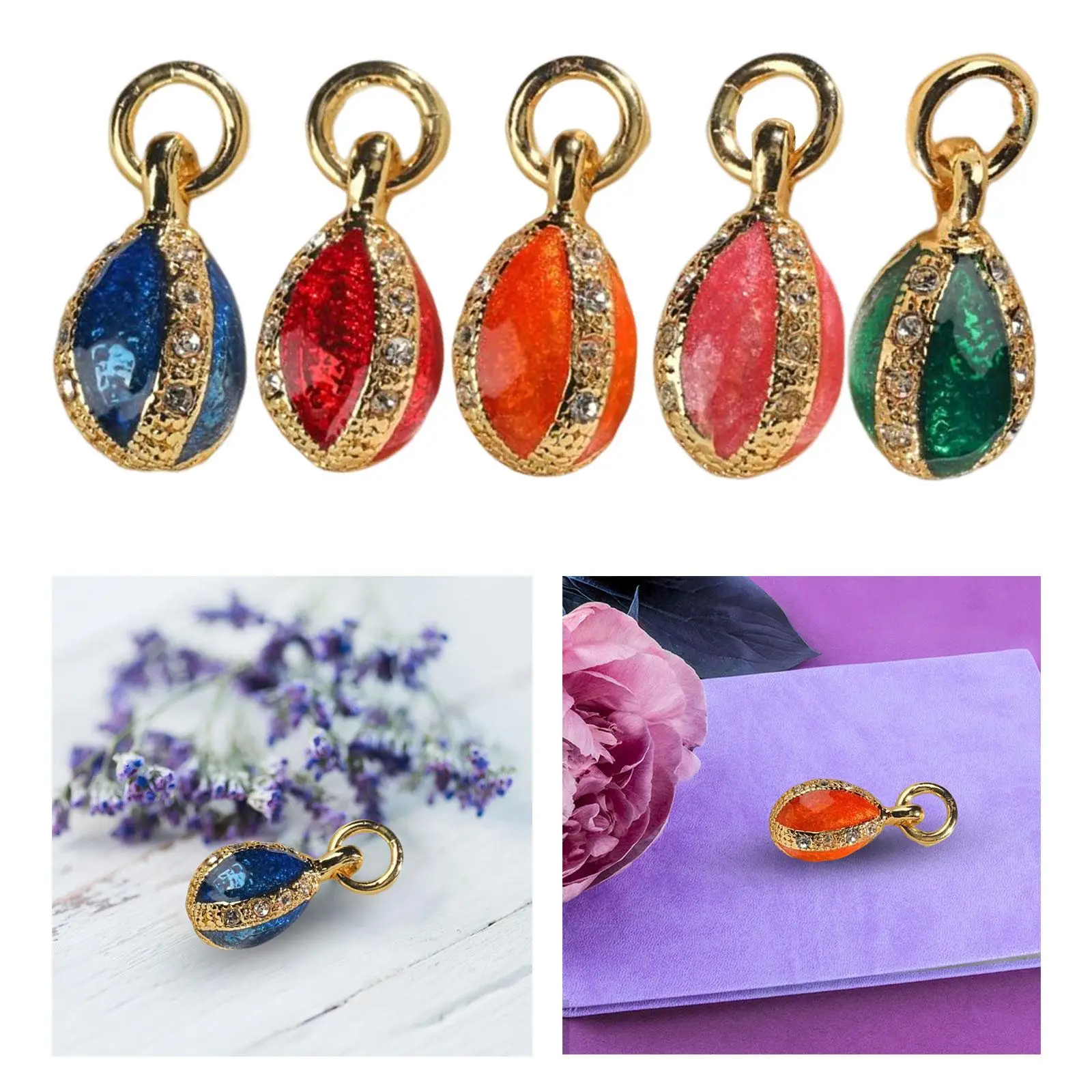 Enamel Easter Egg Pendant Charm Festival Mini Decoration Accessories Metal Gift for Keychain DIY Crafts Bracelet Jewelry Making