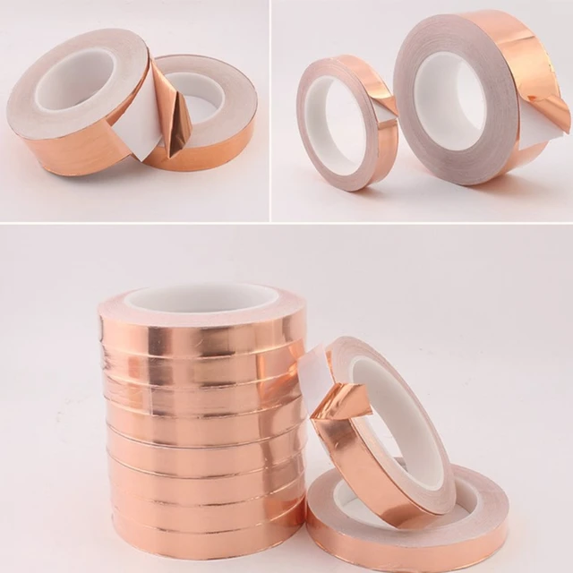 Conductive Copper Adhesive Foil Tape 3/5/6/8/10mm Double Sided Conduct  Copper Foil Tapes Length 20M Conductive Tape