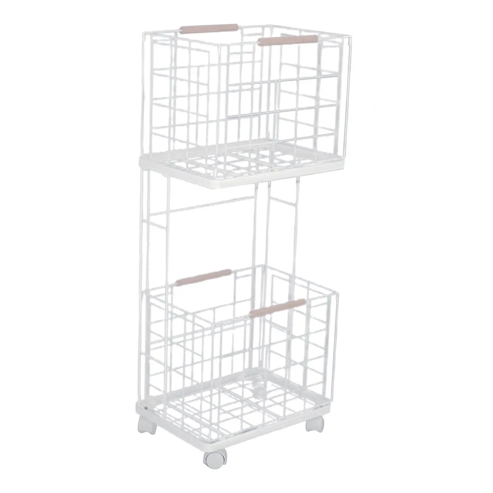 2 Tier Storage Cart Large Capacity with Wheels Removable Multifunctional Laundry Clothes Basket Storage Rack for Home Farmhouse