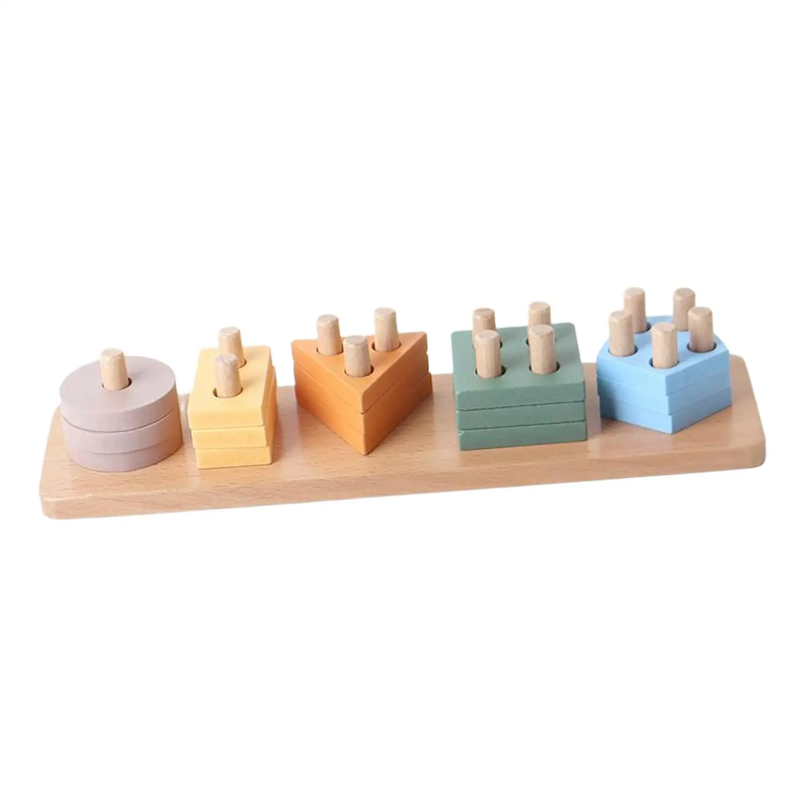 Learning Color Shape Block Shape Color Recognition Blocks Wooden Sorting and Stacking Toys for Baby Boys Girls 1 2 3 4 Years Old