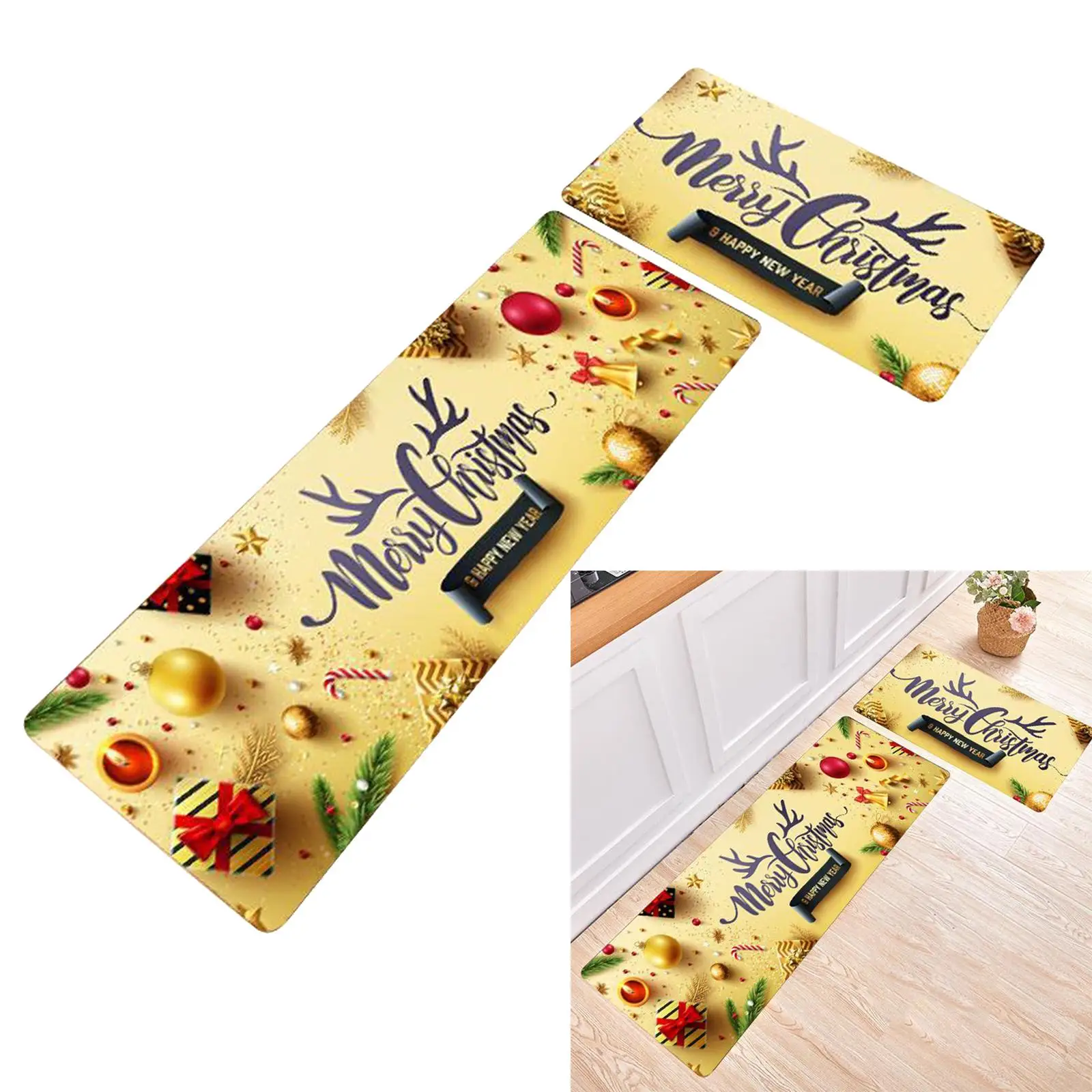 Christmas Welcome  Mat Non-slip Area Rugs bathroom and kitchen Carpet