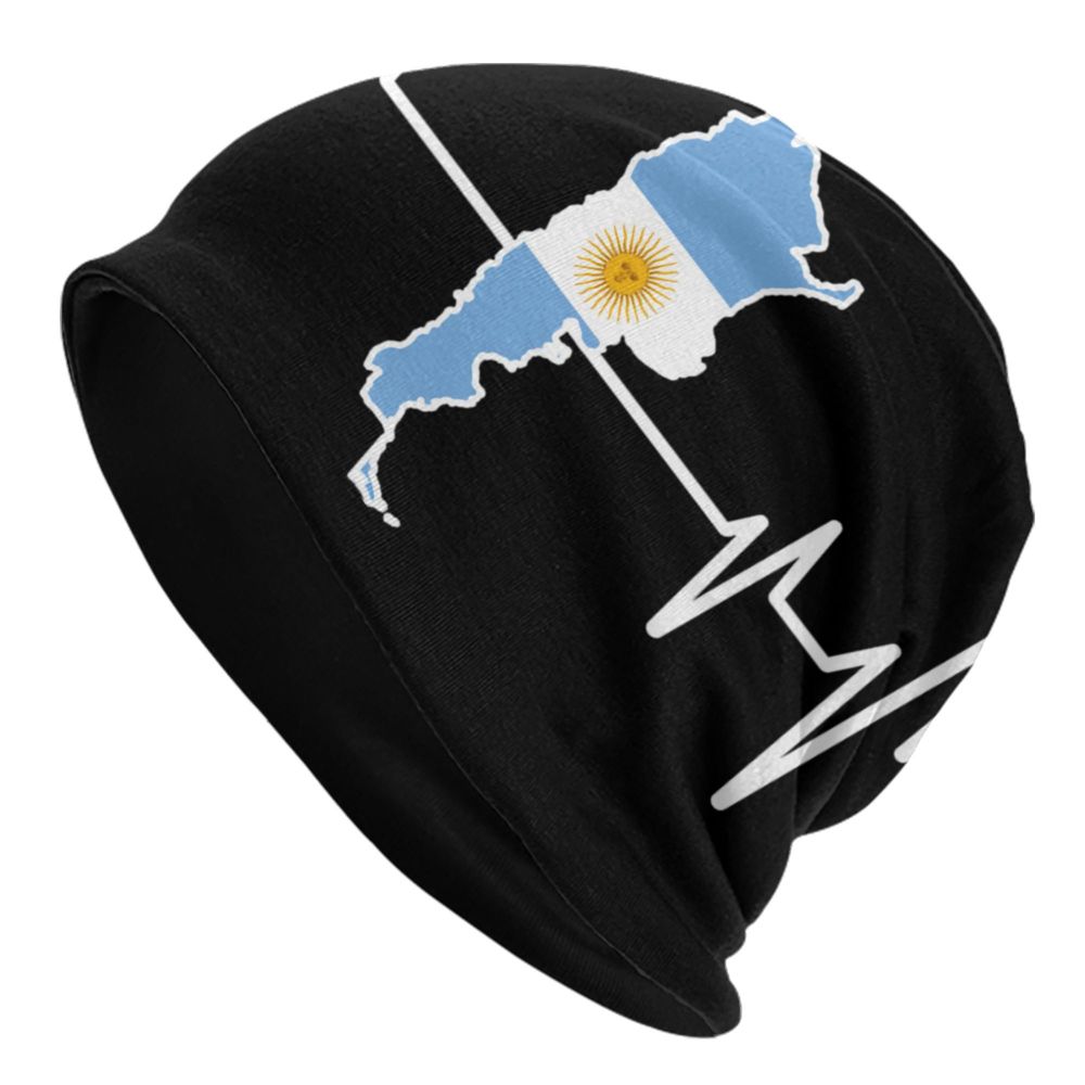 Benutzer definierte Flagge von Argentinien Schädel Mützen Mützen Männer Frauen Unisex Straße Winter warme Strick mütze Erwachsenen Motorhaube Hüte – Detail 13